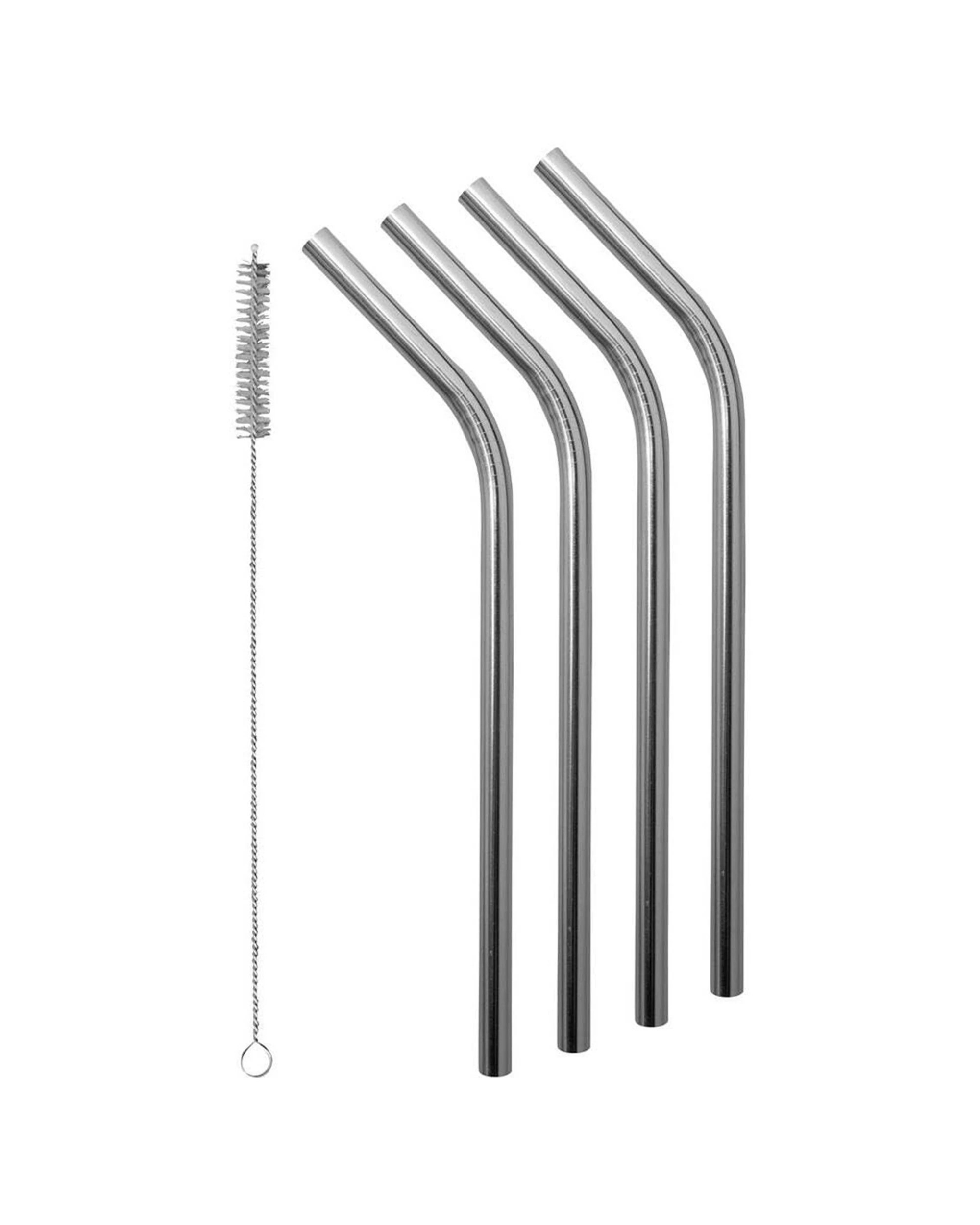 1 Avanti Set Of 4 Reusable Stainless Steel Straws With Cleaning Brush 26cm - Silver, 1 of 1