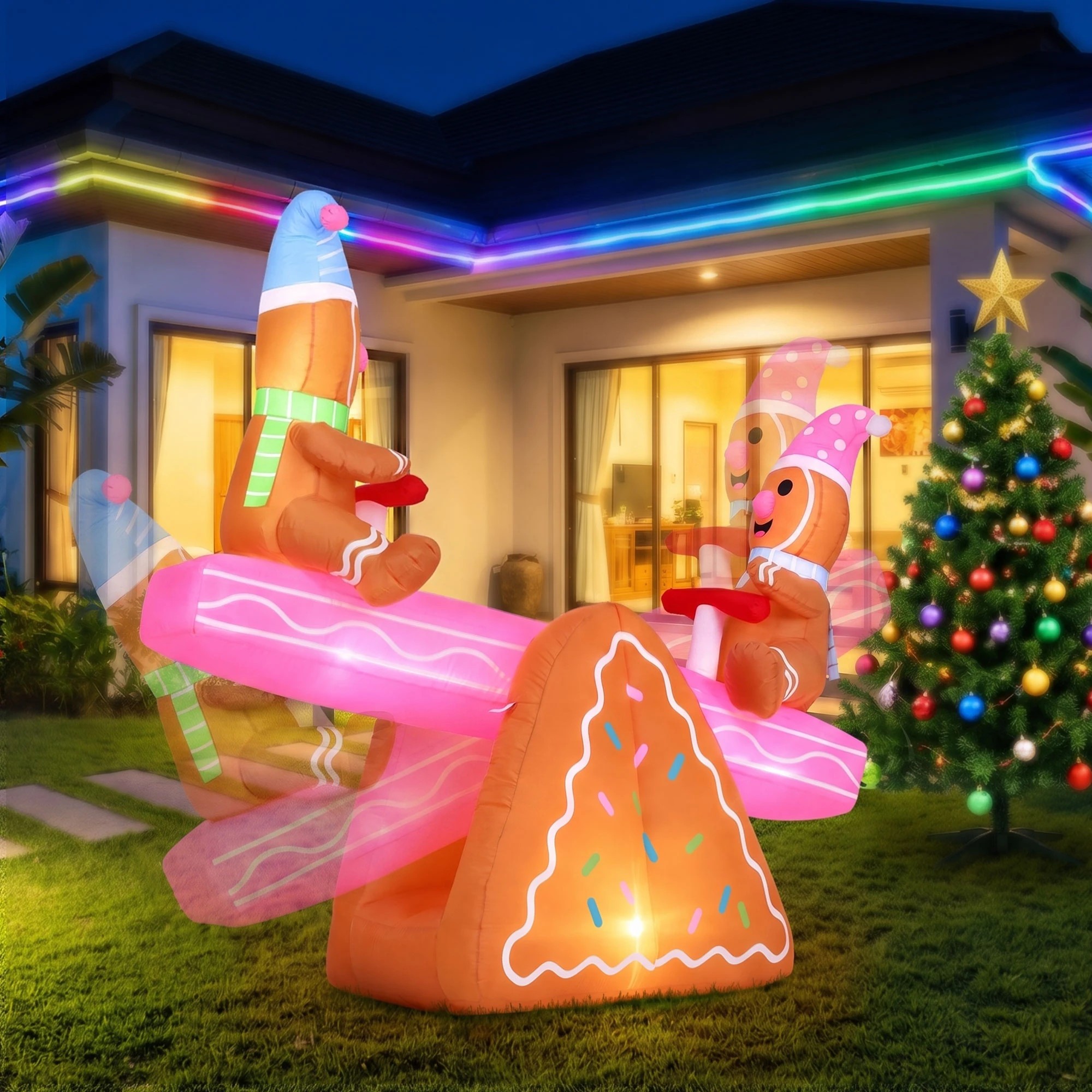 5 Jingle Jollys Christmas Inflatable Seesaw 1.8M Height LED Outdoor Decorations Illuminated - Multi, 5 of 9