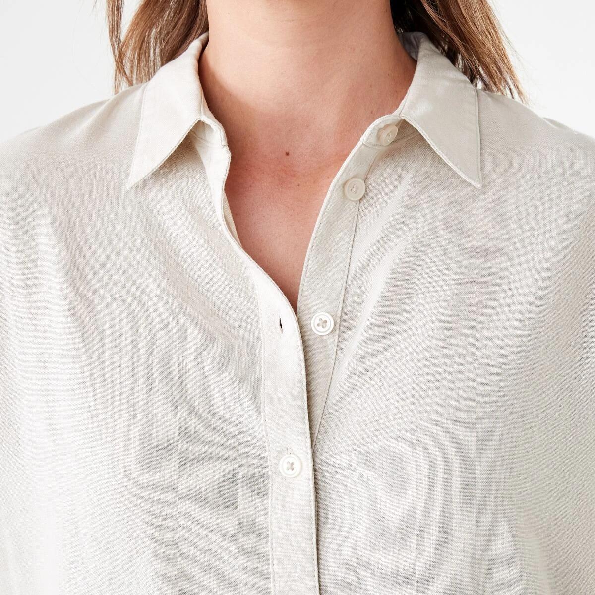 5 Long Sleeve Linen Blend Shirt NATURAL BEIGE, 5 of 6