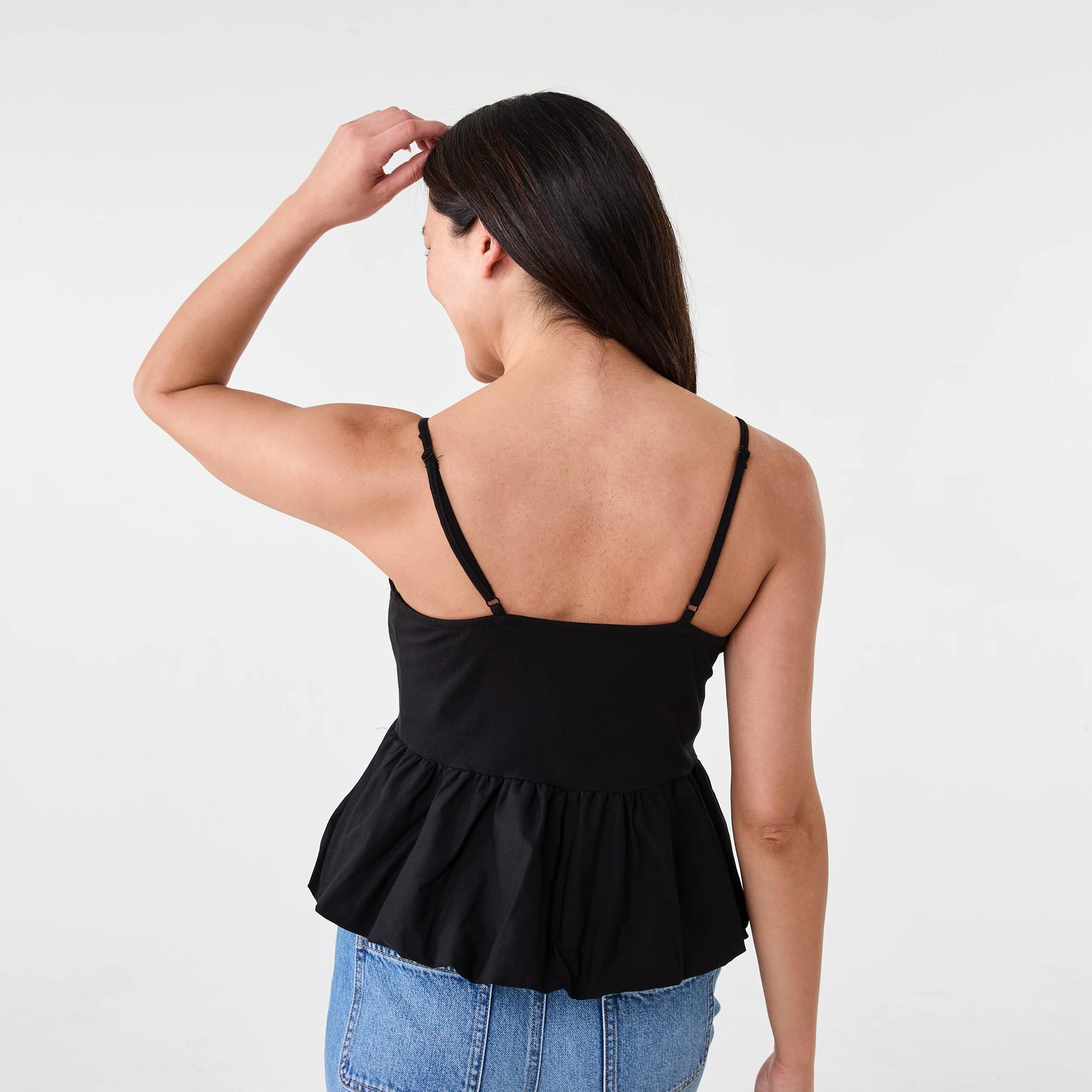 3 Sleeveless Bubble Hem Top Black, 3 of 6