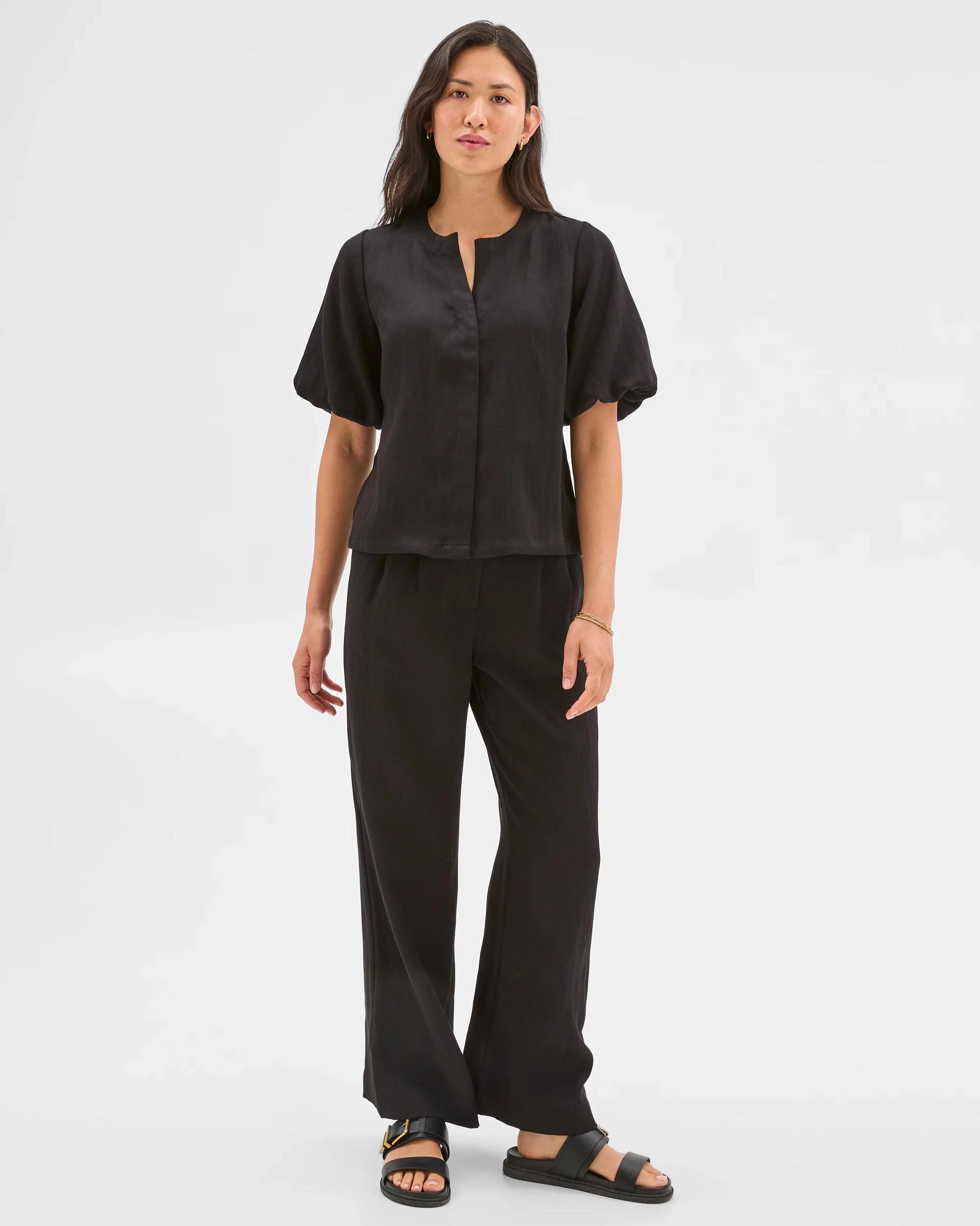 2 Puff Sleeve Blouse - Preview BLACK, 2 of 6