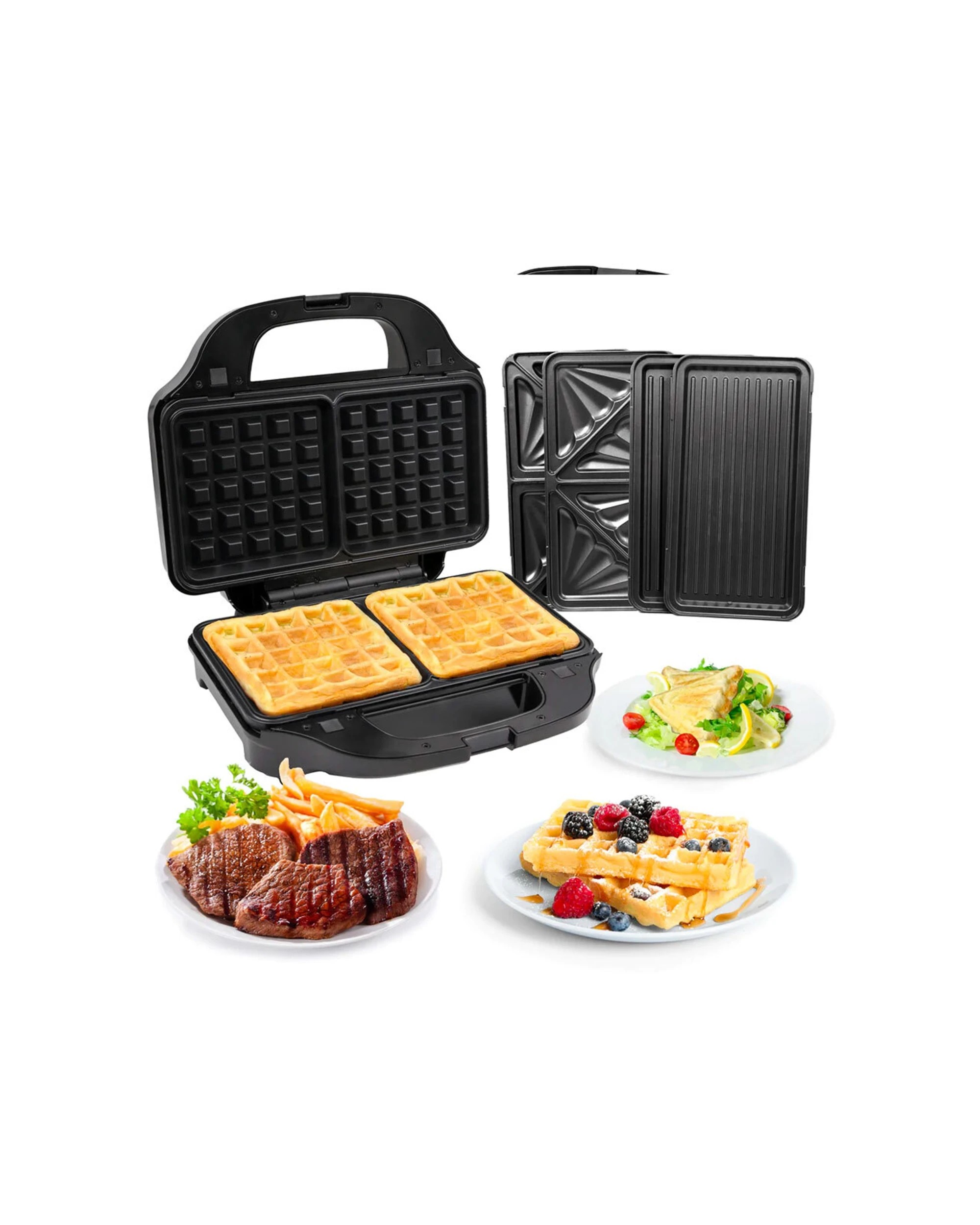 6 Healthy Choice 3 In 1 Stainless Steel Sandwich Press/waffle Maker/grill 900w - Silver, 6 of 8