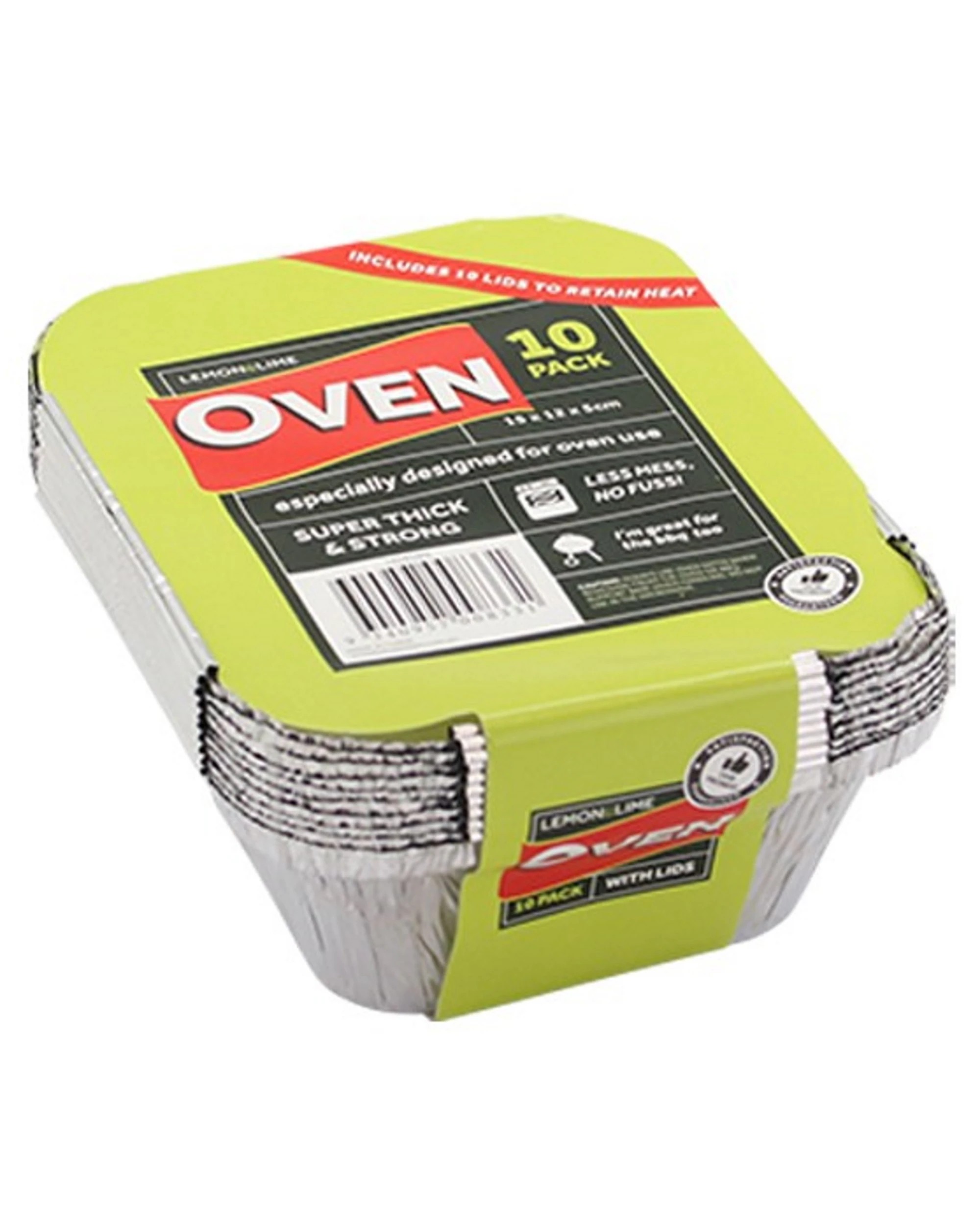 2 Lemon & Lime Small Foil Trays With Lids 15cm x 12cm x 4.5cm Pack of 10, 2 of 4