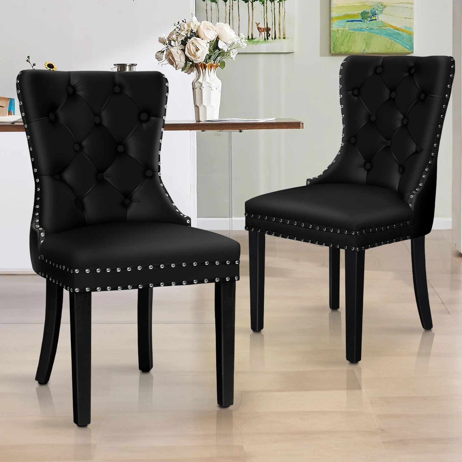 2 Alfordson 2x Dining Chairs Kitchen Lounge - Black, 2 of 4
