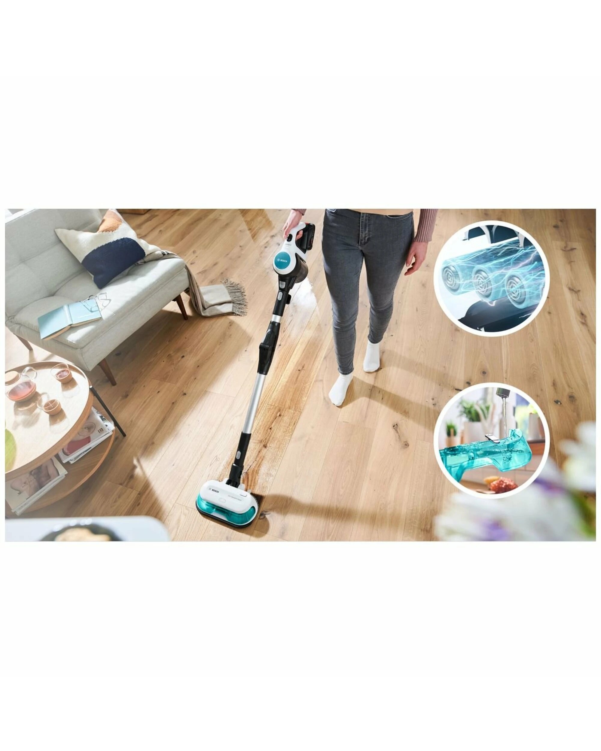 5 Bosch Rechargeable 2 in 1 Vacuum and Mop Unlimited 7 ProHygienic Aqua-White, 5 of 5