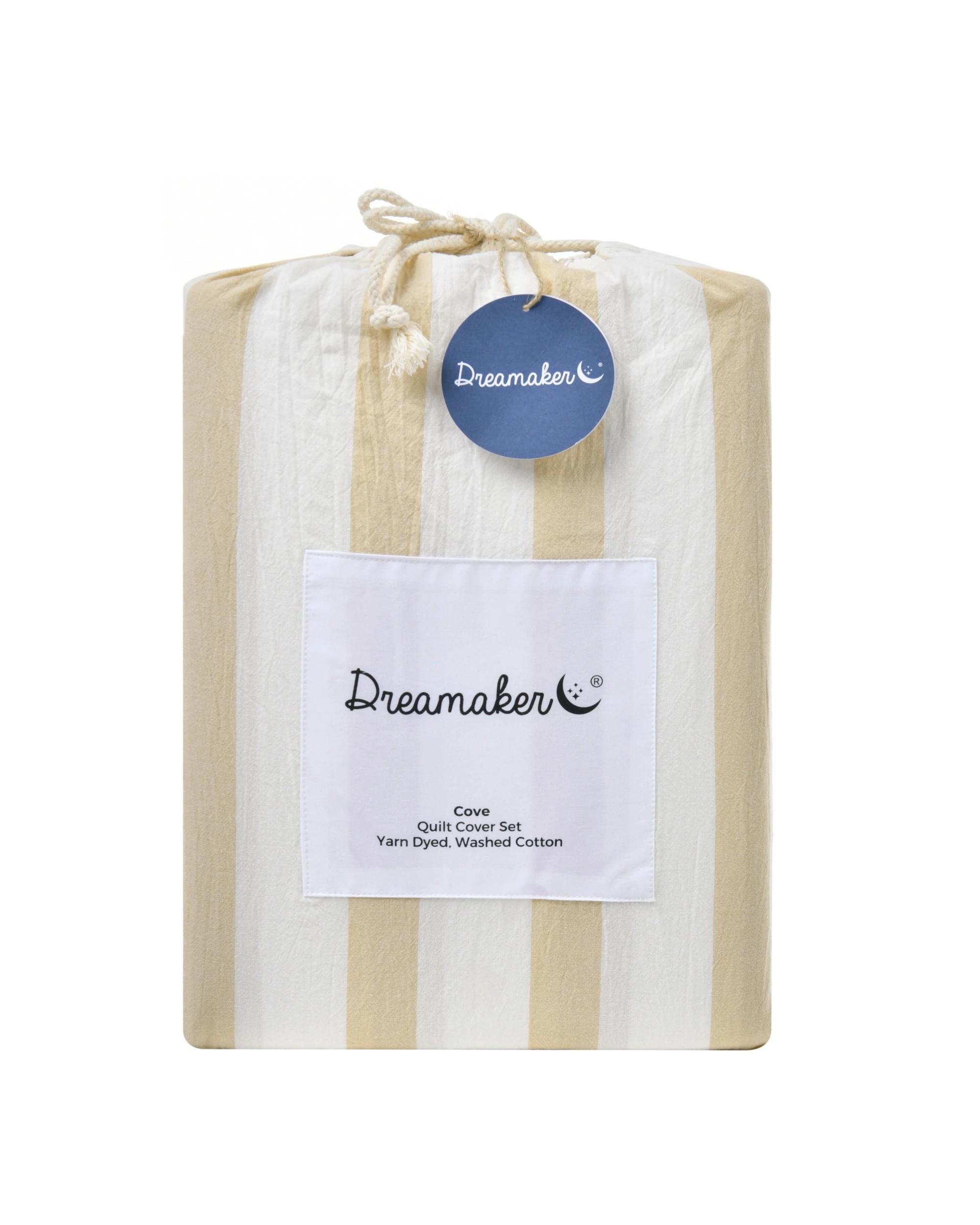 7 Dreamaker Cove Yarn Dyed Washed Cotton Striped Quilt Cover Set - Single Bed - Sand, 7 of 7