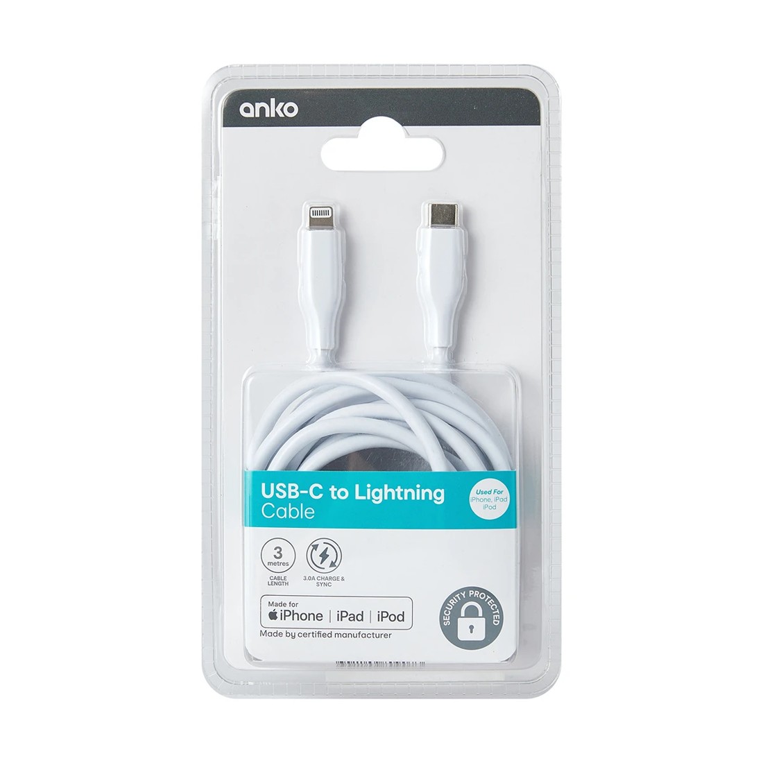 4 USBC Lightning Cable - 3m, White, 4 of 4