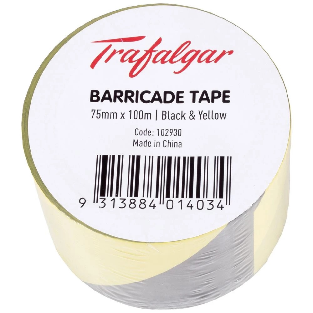 3 Trafalgar Barricade Tape 75mmx100m Yellow and Black, 3 of 4