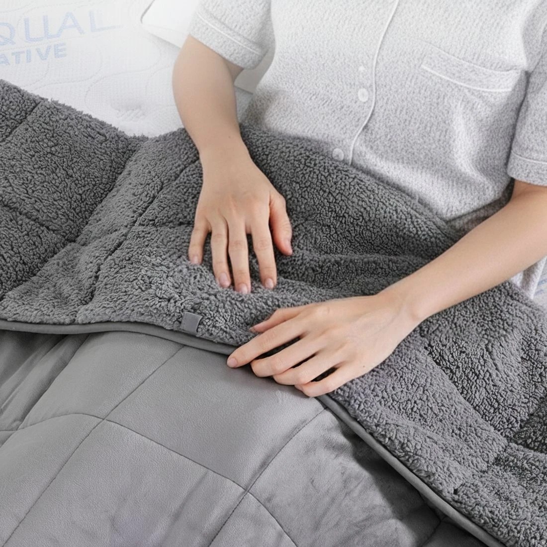7 Giselle 11KG Weighted Blanket Adults Kid Anti Anxiety Gravity Blankets Sherpa - Grey, 7 of 9