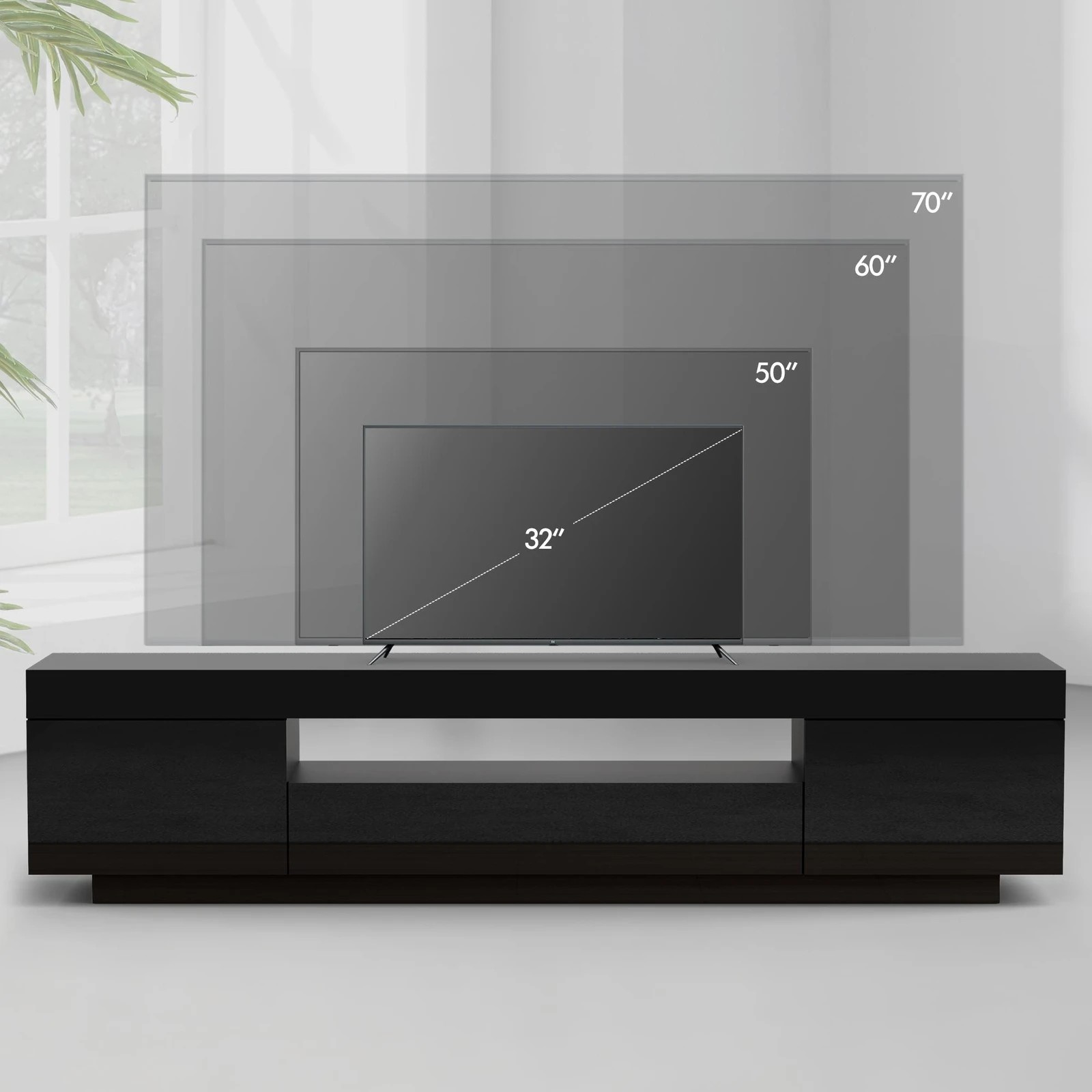 9 Alfordson Entertainment Unit 180cm TV Cabinet Stand LED Light Gloss - Black, 9 of 10