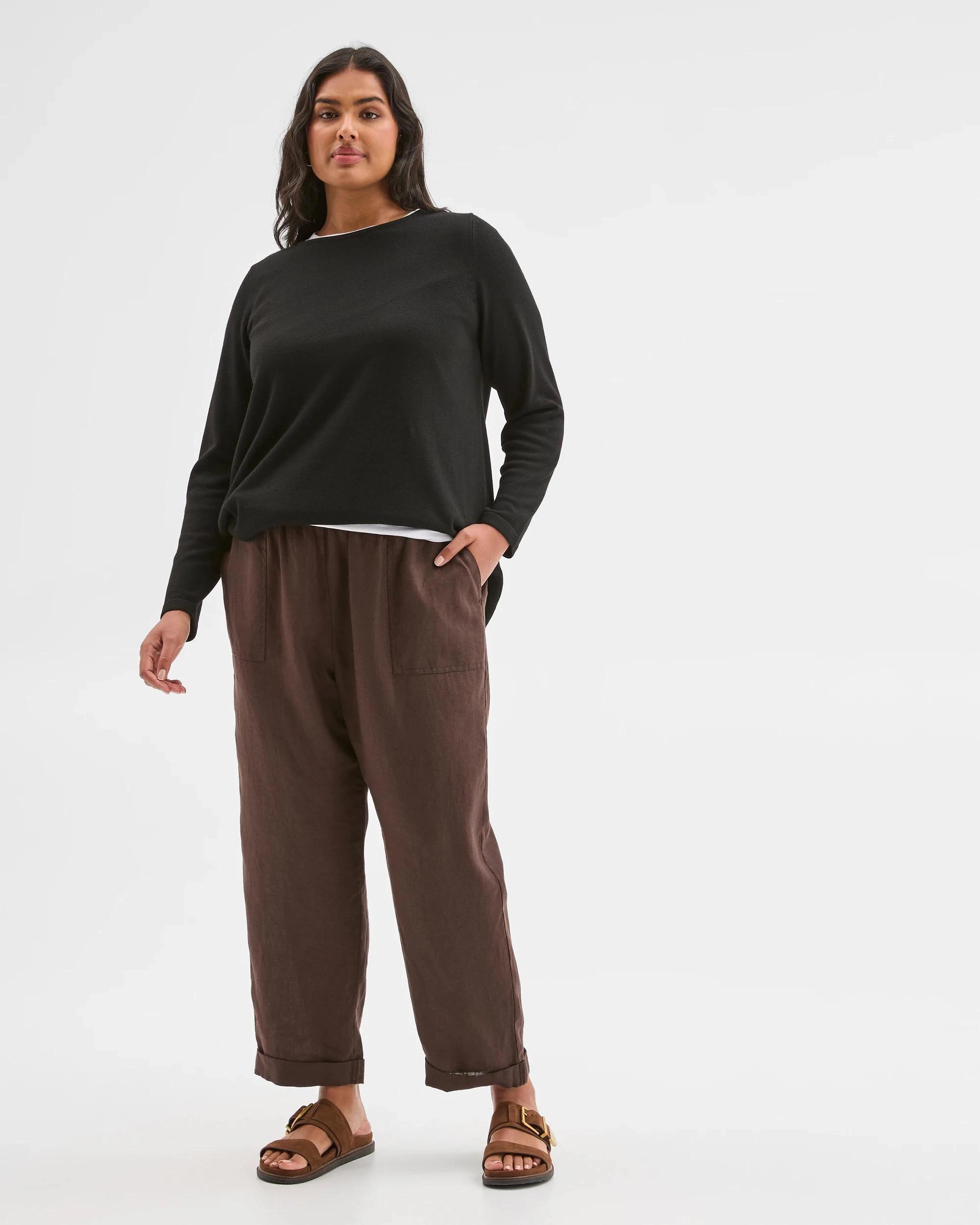 2 Target Curve Plus Size Long Sleeve Curve Hem Rib Jumper BLACK, 2 of 5