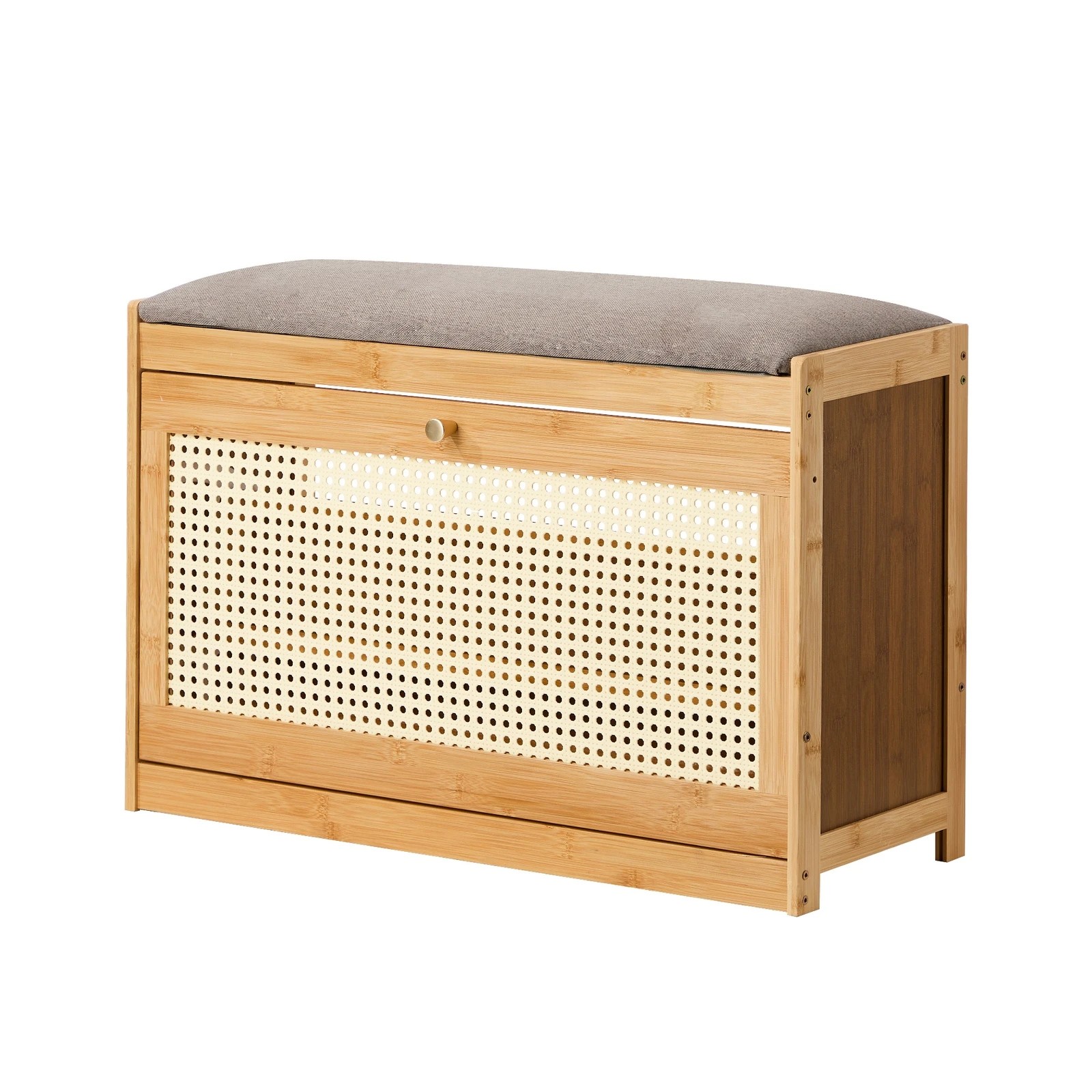 7 Oikiture Shoe Storage Bench Bamboo 2 in 1 Organiser Shelf with Seat 70cm - Natural, 7 of 9