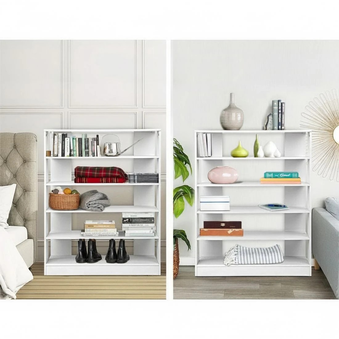 6 Artiss Shoe Rack Cabinet 30 Pairs 6-Tier Shelf - White, 6 of 9