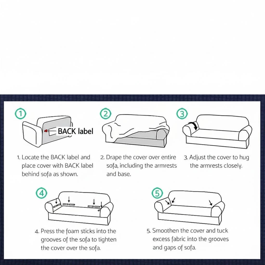 6 Artiss Sofa Cover Couch Covers 3 Seater High Stretch - Black, 6 of 7