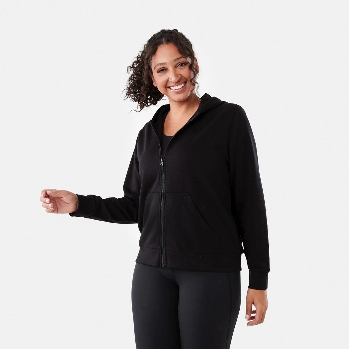 3 Active Womens Zip Through Hoodie BLACK, 3 of 7