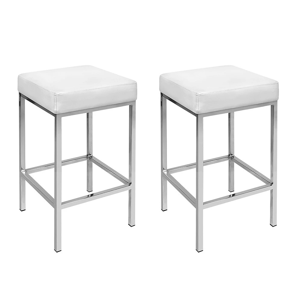 1 Artiss 2x Bar Stools Leather Padded Metal - Multi, 1 of 8