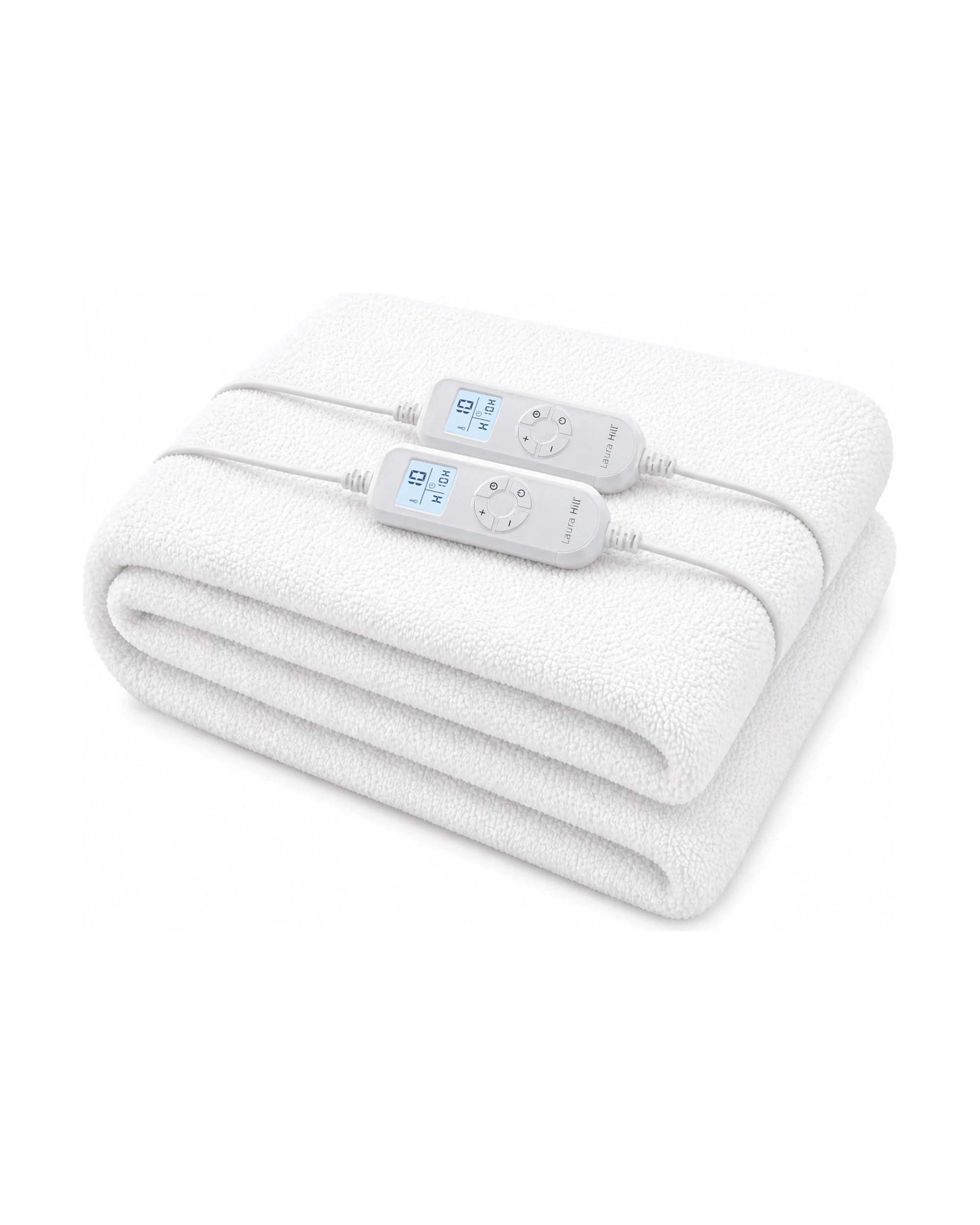2 Laura Hill Double Electric Heated Underlay Blanket, Fleecy Fabric with Timer - Double Bed - White, 2 of 10