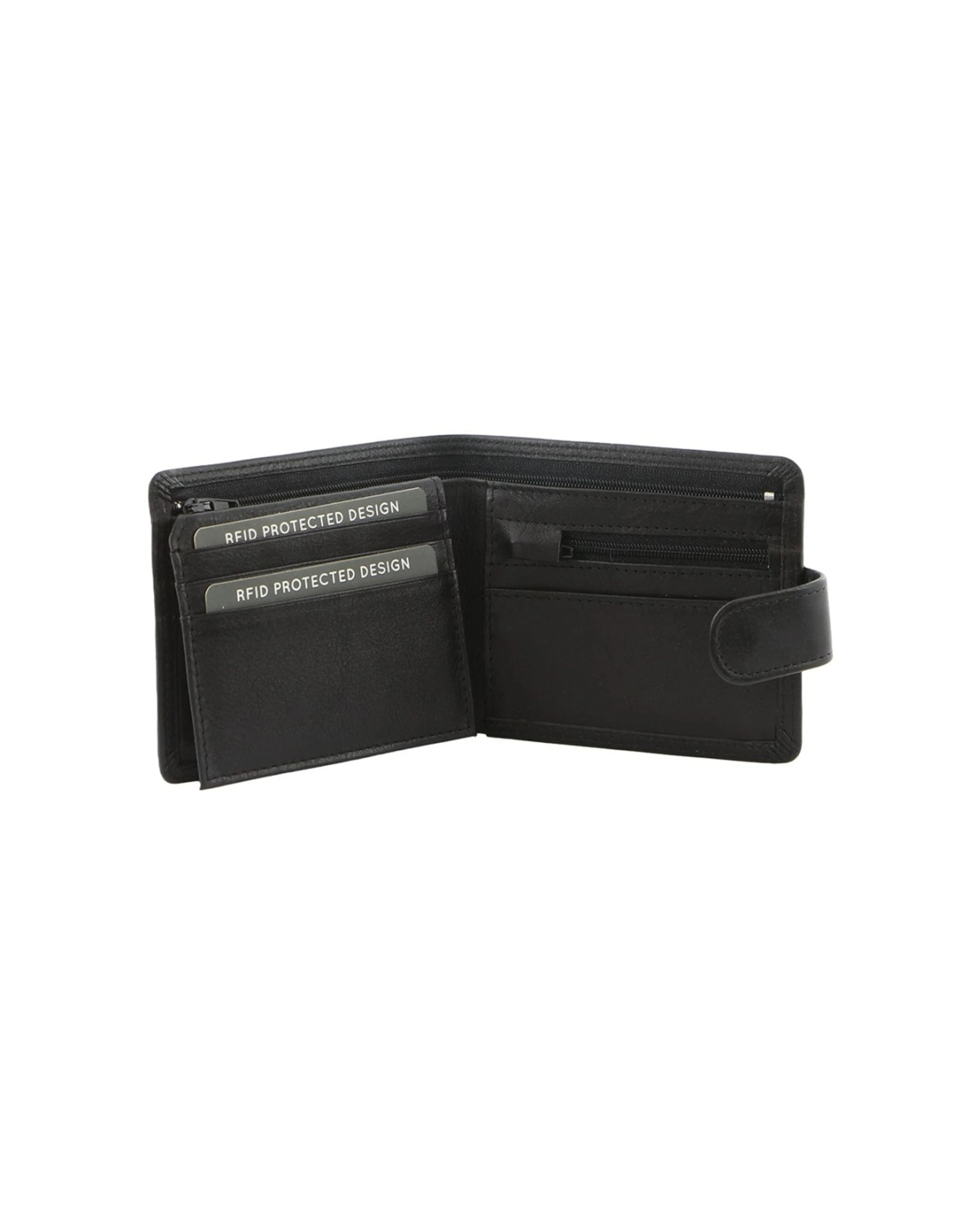 3 Milleni Men's Leather Tab Cash/Card RFID Protected Wallet 11x9.5cm - Black, 3 of 3
