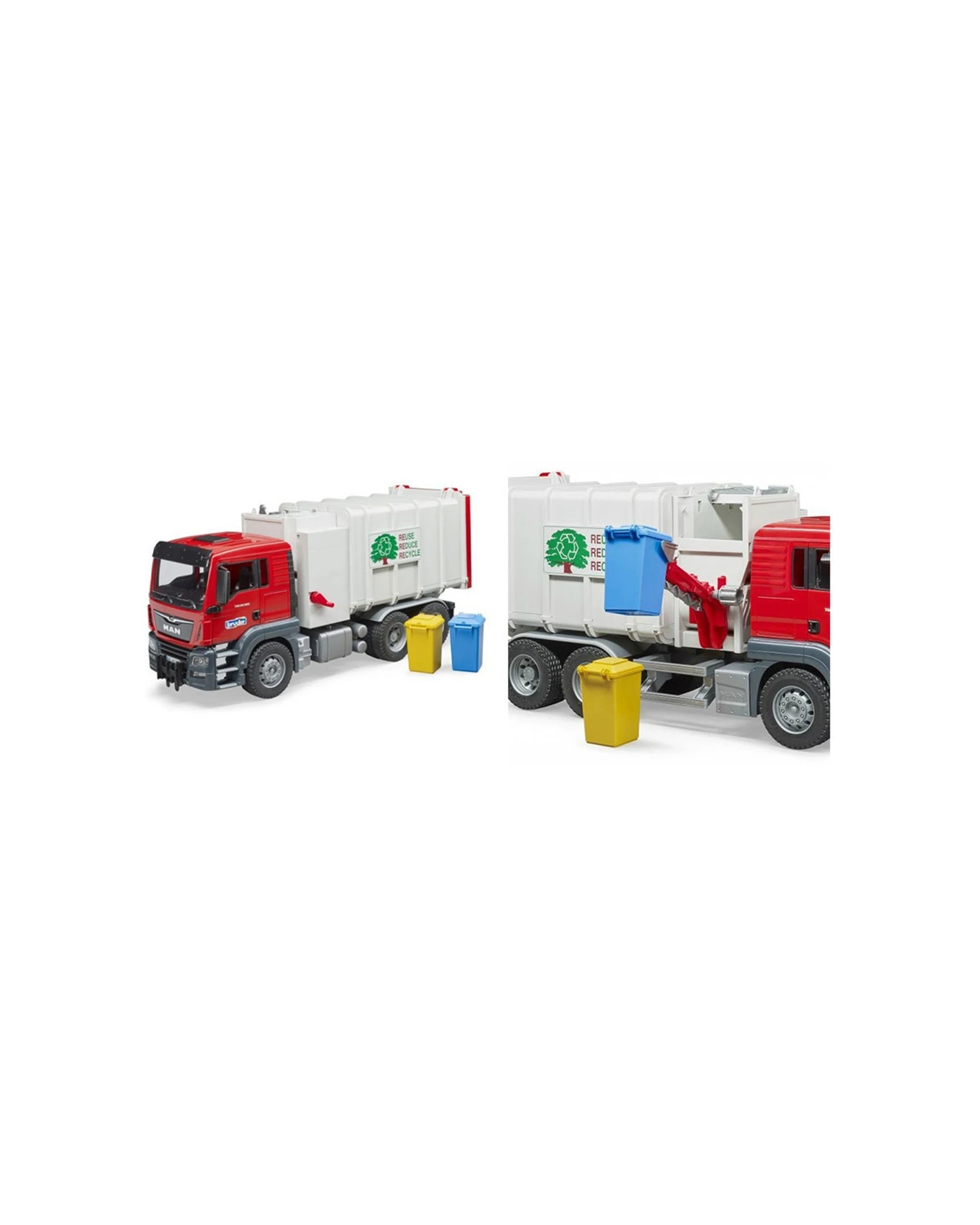 6 Bruder Man Tgs Side Loading Garbage Truck 1 16 Scale With 2 Bins Kids Toy. - Multi, 6 of 6