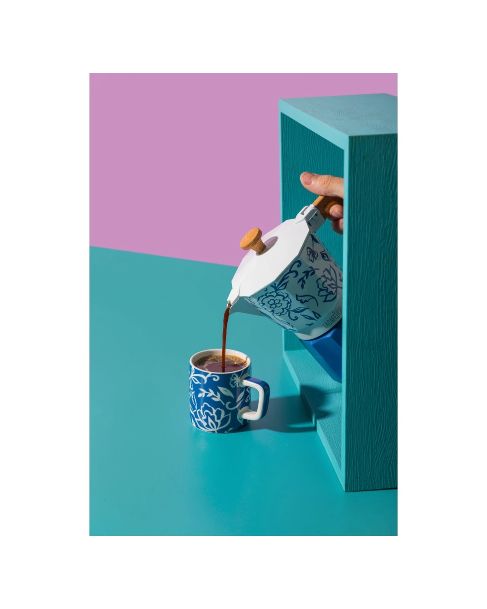6 La Cafetiere 4pk Ceramic Espresso Cup Drinking Mug Set 120ml Blu Fiorato Floral - Blue, 6 of 7