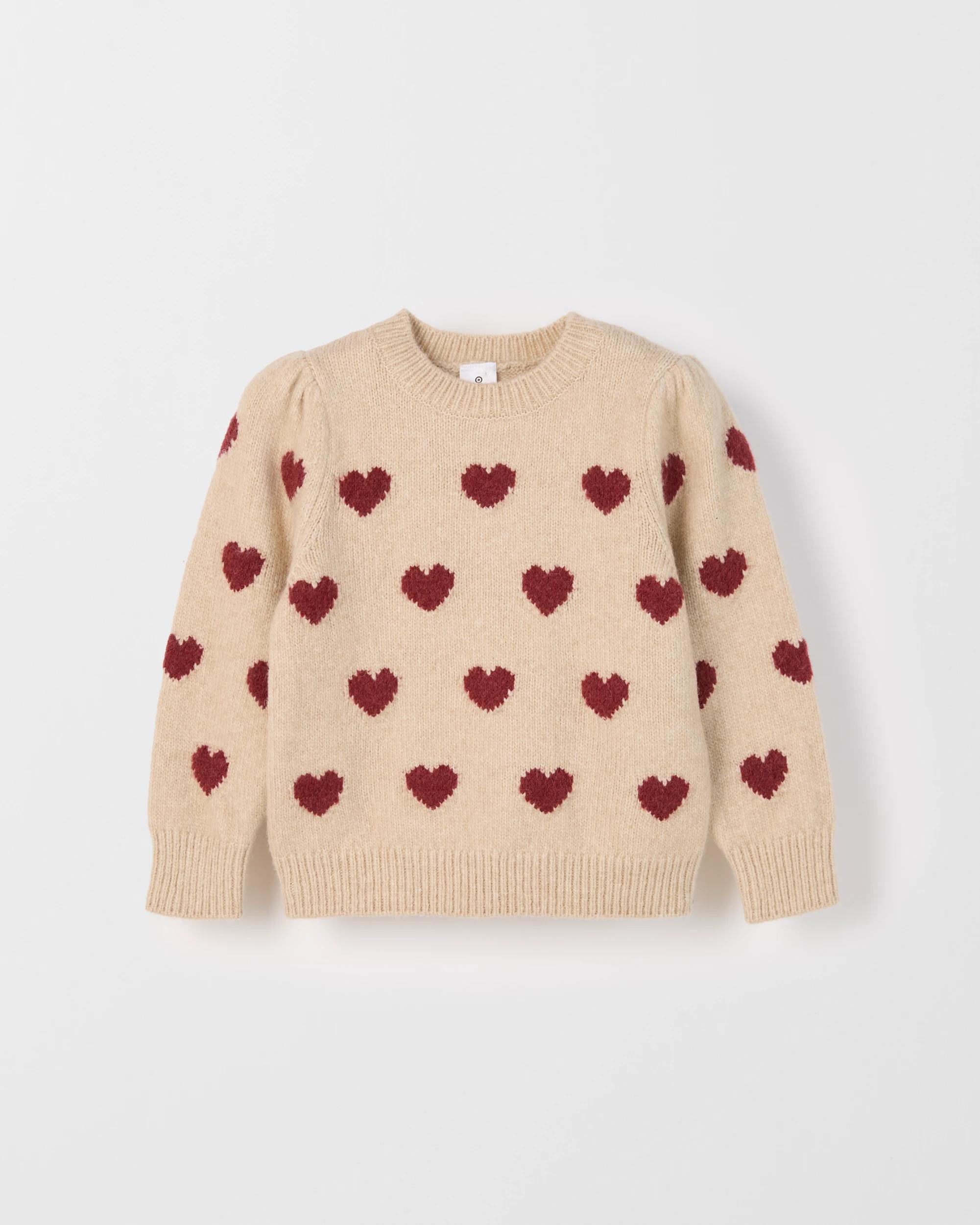 5 Target Kids Balloon Sleeve Knit Jumper CREAM HEARTS, 5 of 6
