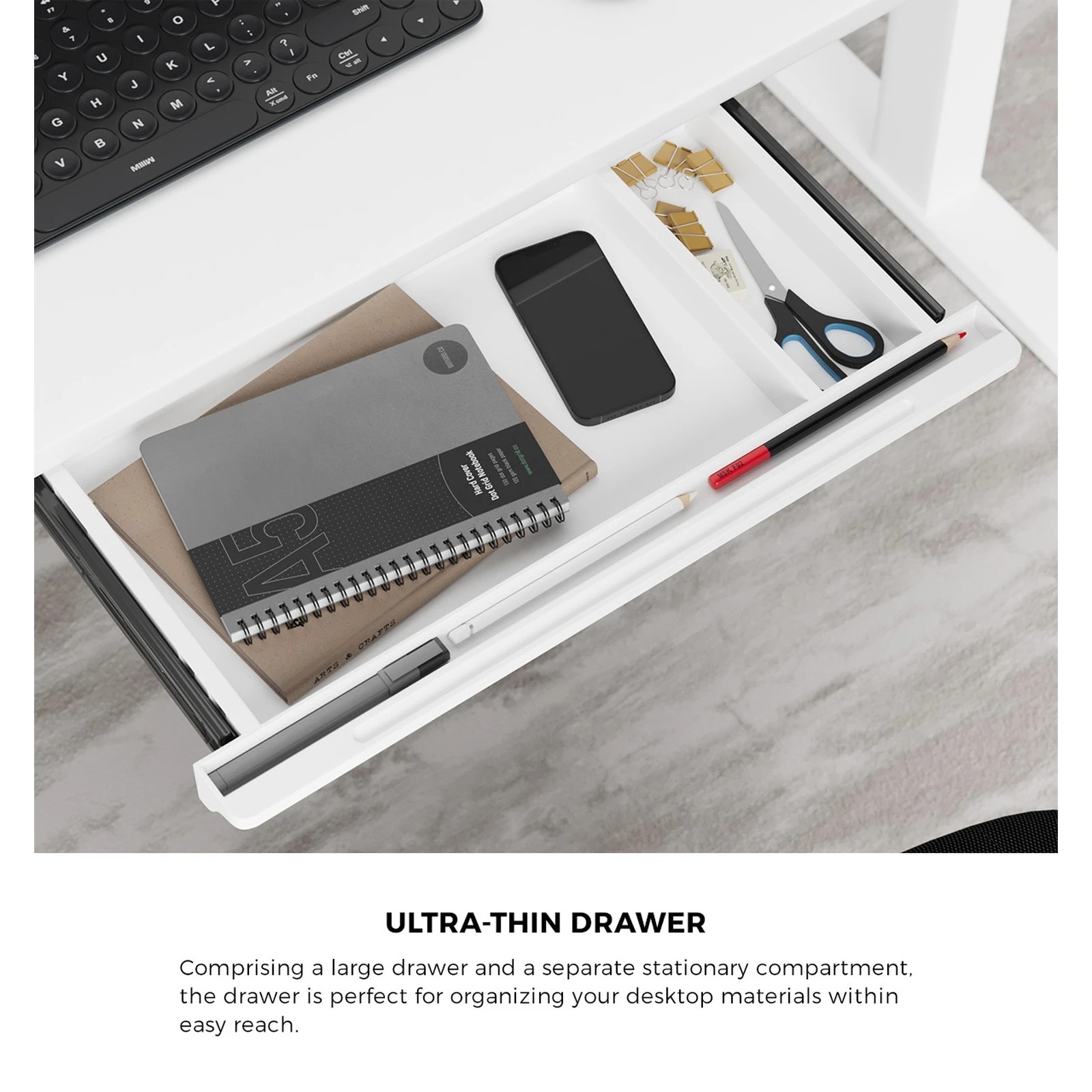 2 Oikiture 140cm Electric Standing Desk With Drawer Height Adjustable
 - White, 2 of 4