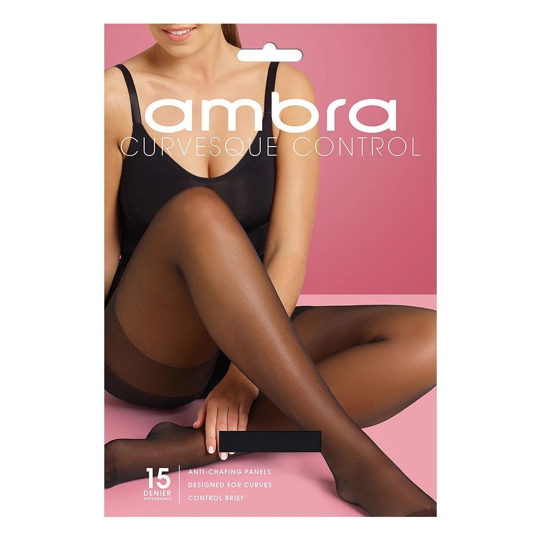 1 Ambra 1 Pack 15 Denier Curvesque Control Pantyhose BLACK