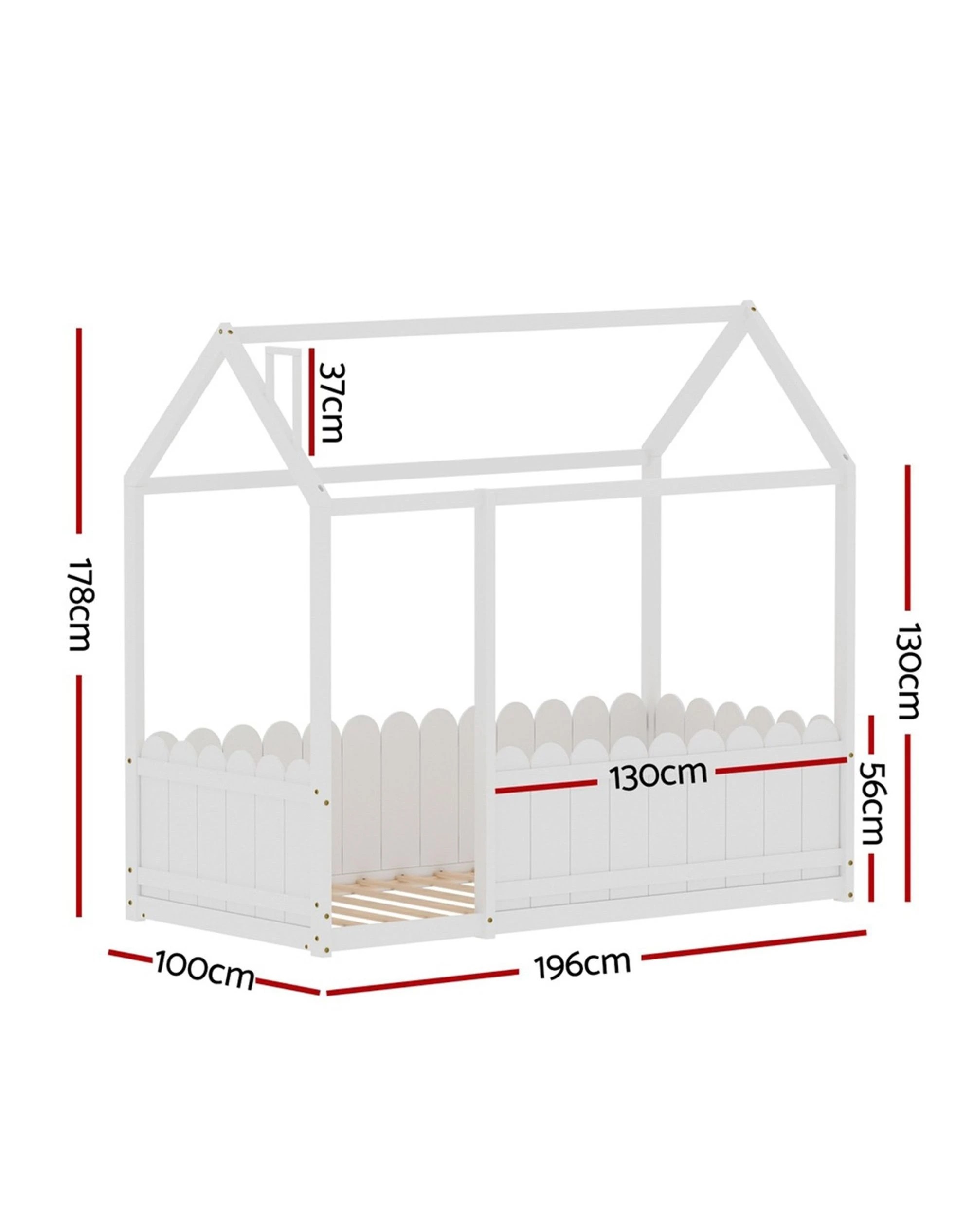2 Artiss Bed Frame Wooden Kids House Single Frame
 - White, 2 of 7