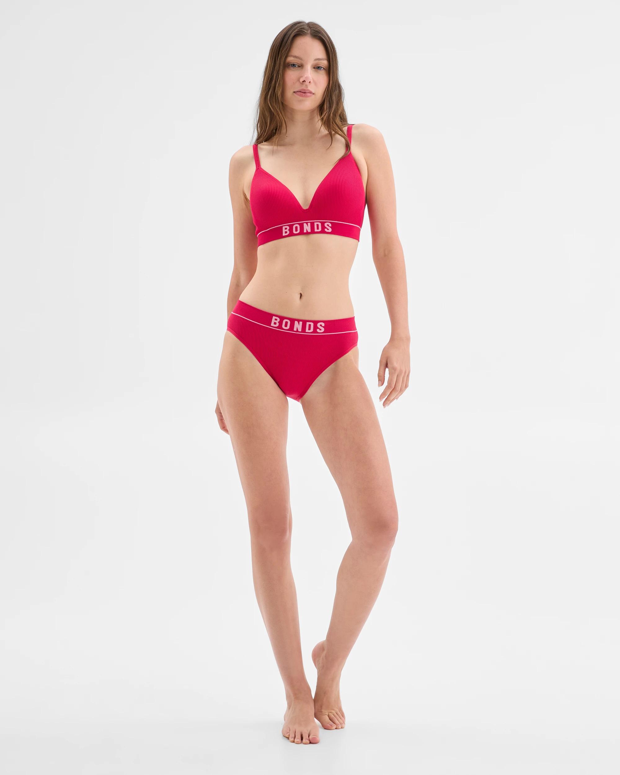 2 Womens Retro Rib T-Shirt Crop Bra - Bonds RED GRANITA, 2 of 6
