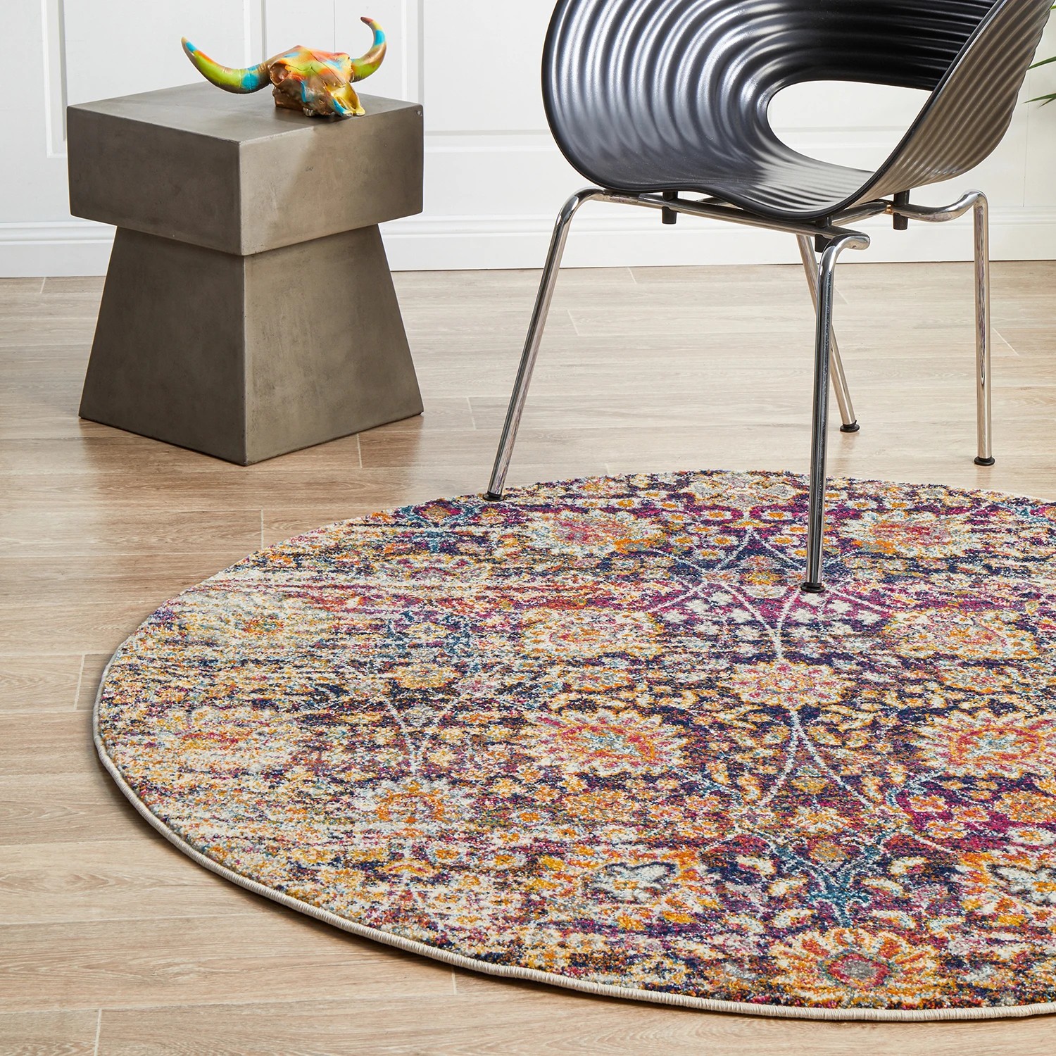 1 Common Ground Rugs Phantom 360 240x240cm - Large Round Power Loomed Pet Friendly Rug - Blue, 1 of 9