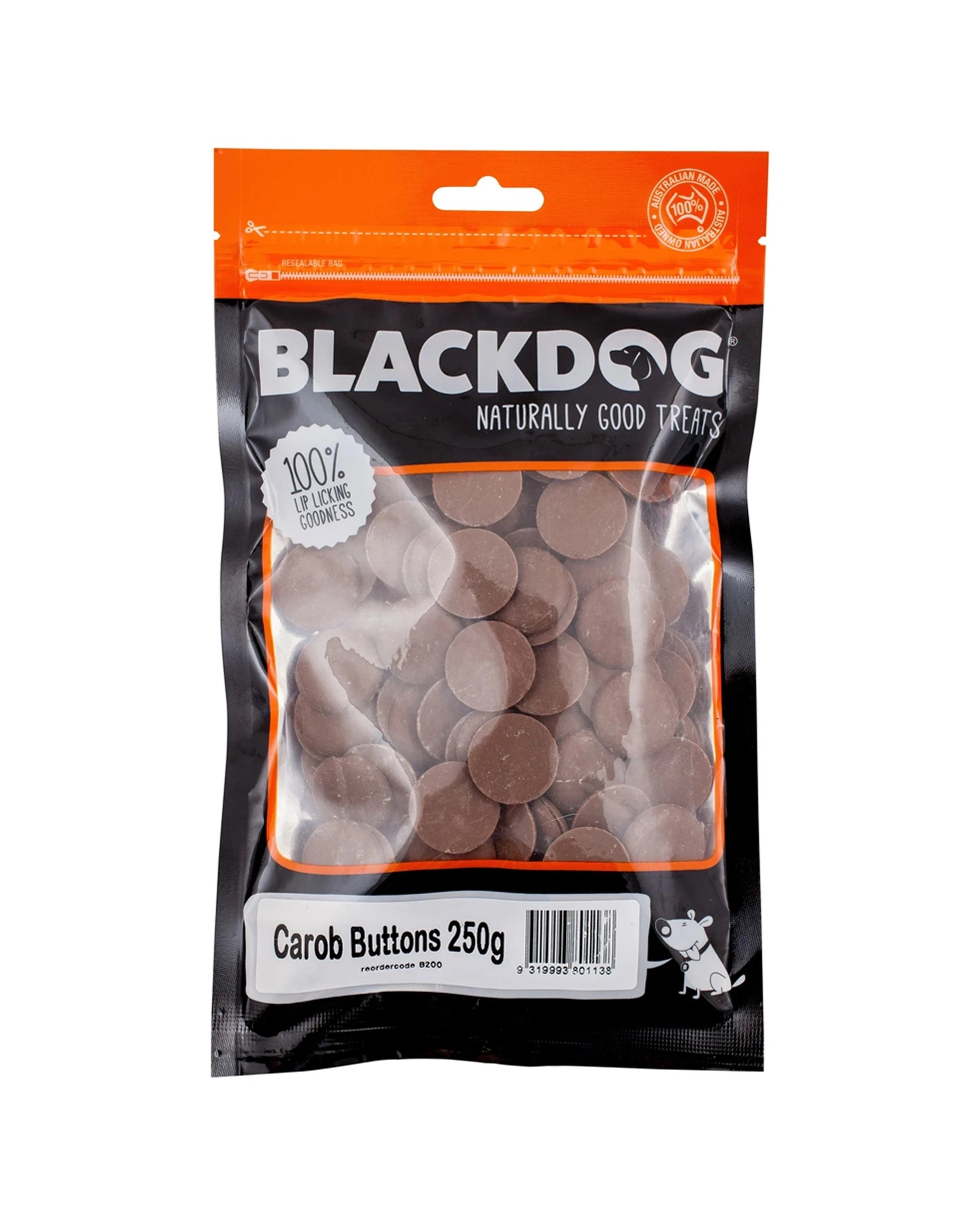 1 Blackdog Carob Buttons 250g Low Fat Healthy Dog Treats Resealable Bag
 - Brown, 1 of 2