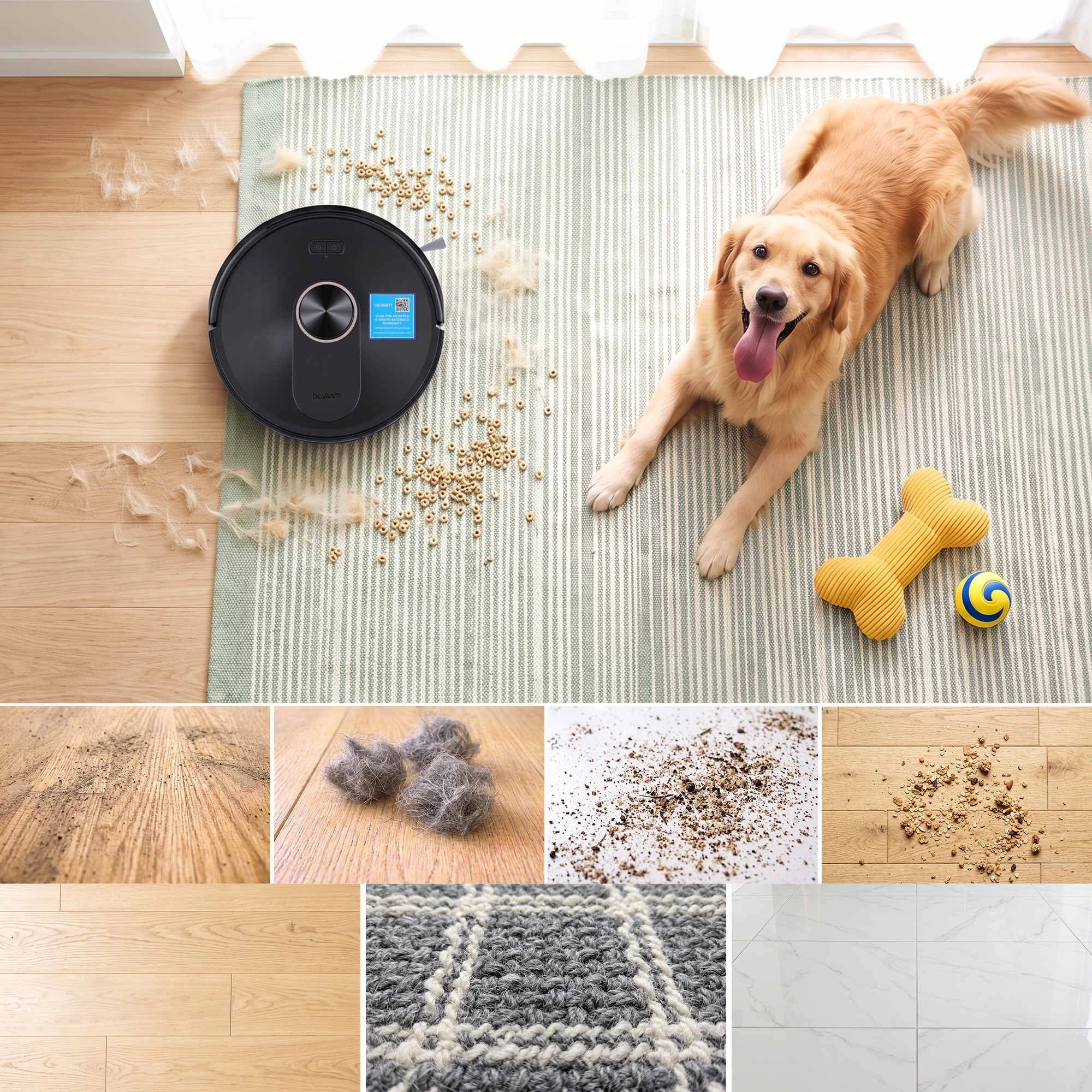 5 DEVANTI Robot Vacuum and Mop, Self-Empty APP Control 6000Pa LDS Laser 3in1 - Black, 5 of 7