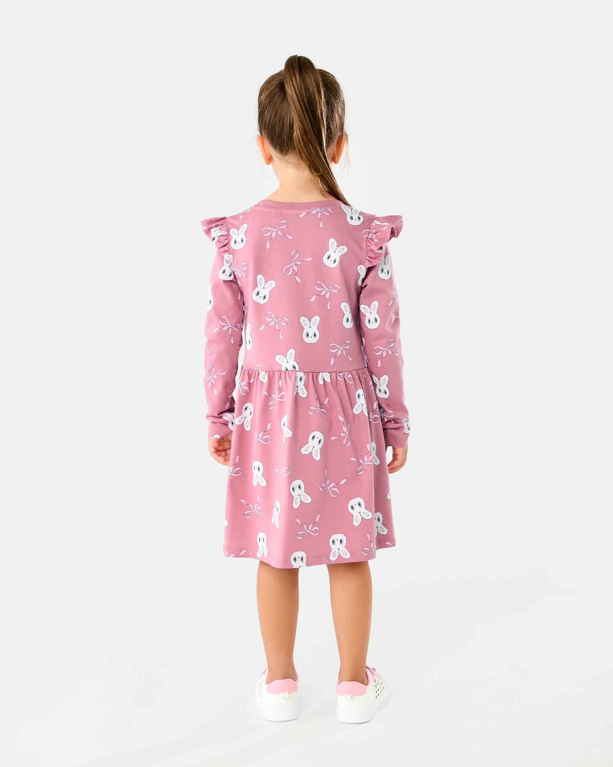 8 Long Sleeve Jersey Dress Pink Bunny, 8 of 8