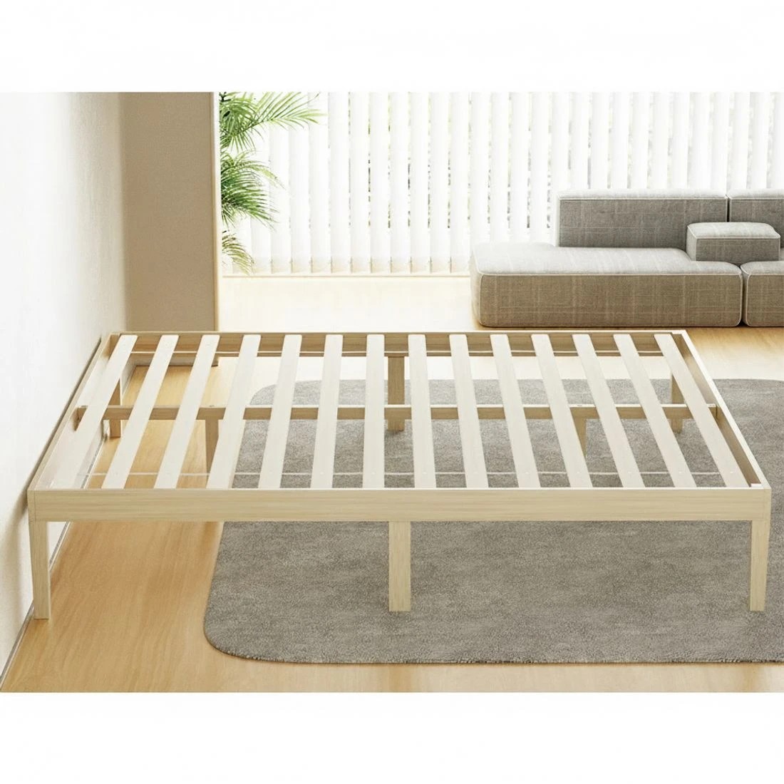 5 Artiss Bed Frame King Size Wooden Bed Base BRUNO - Natural, 5 of 6