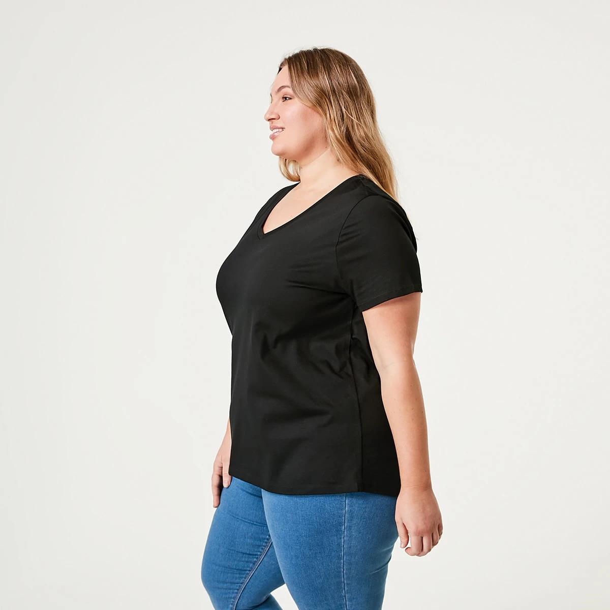 2 Curve Short Sleeve V-Neck T-shirt BLACK, 2 of 4