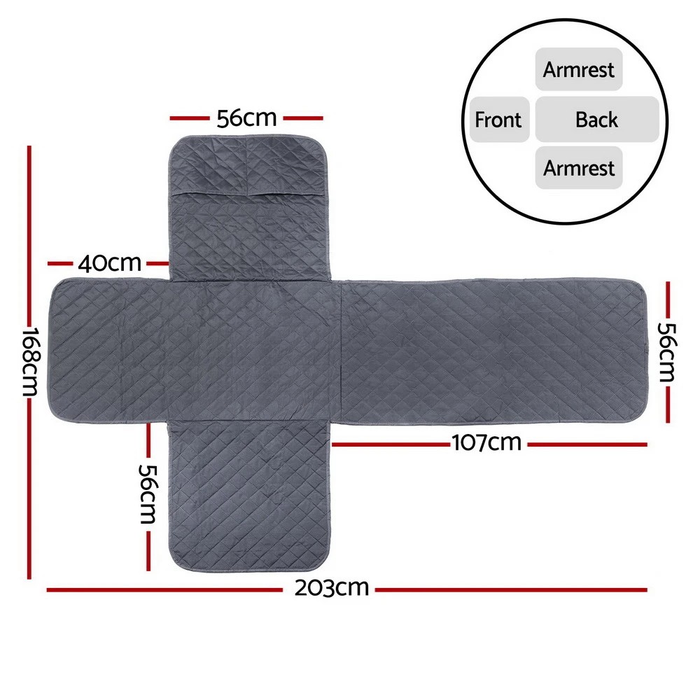 2 Artiss Recliner Chair Cover 100% Water Resistant - Grey, 2 of 5