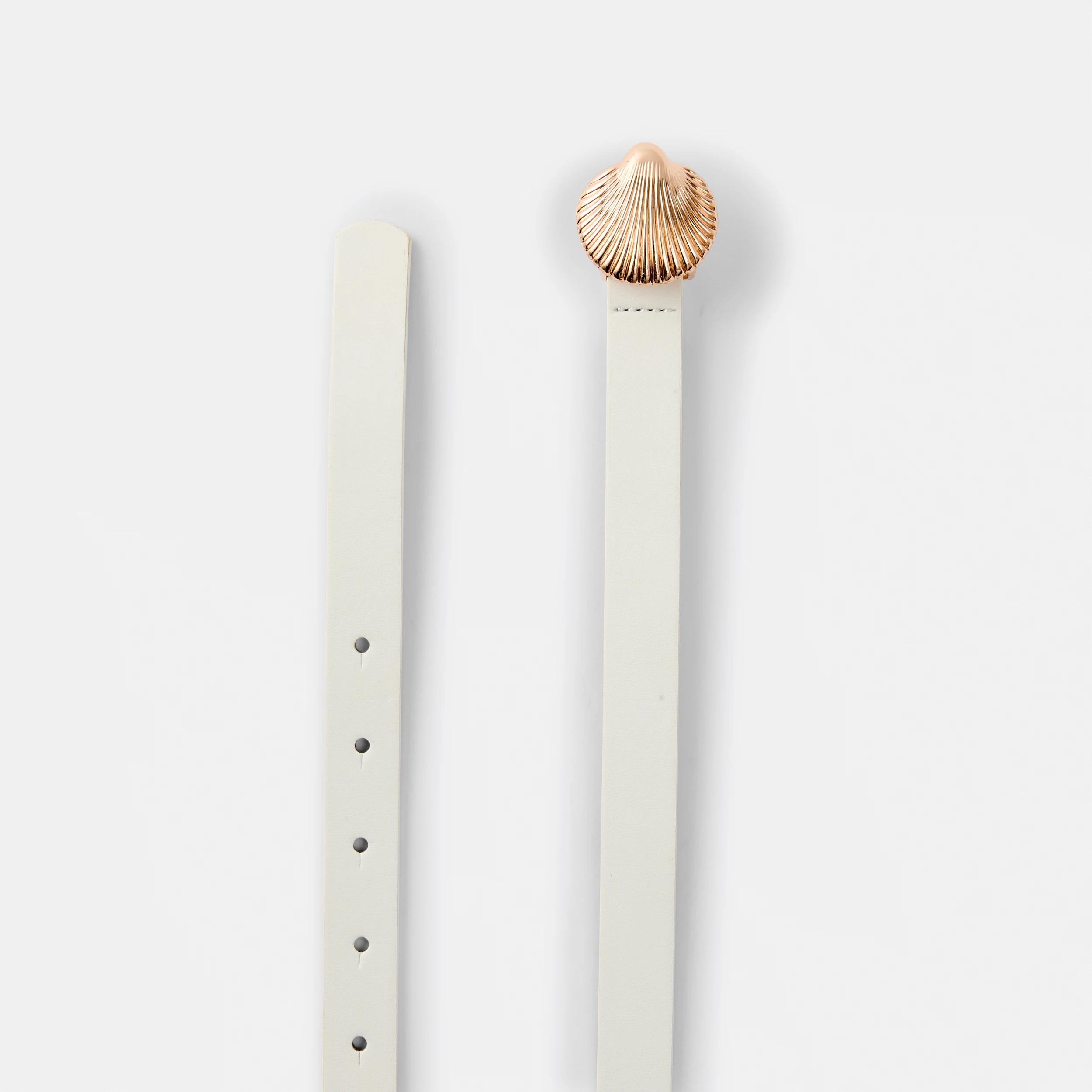 2 Shell Plaque Belt White, 2 of 2