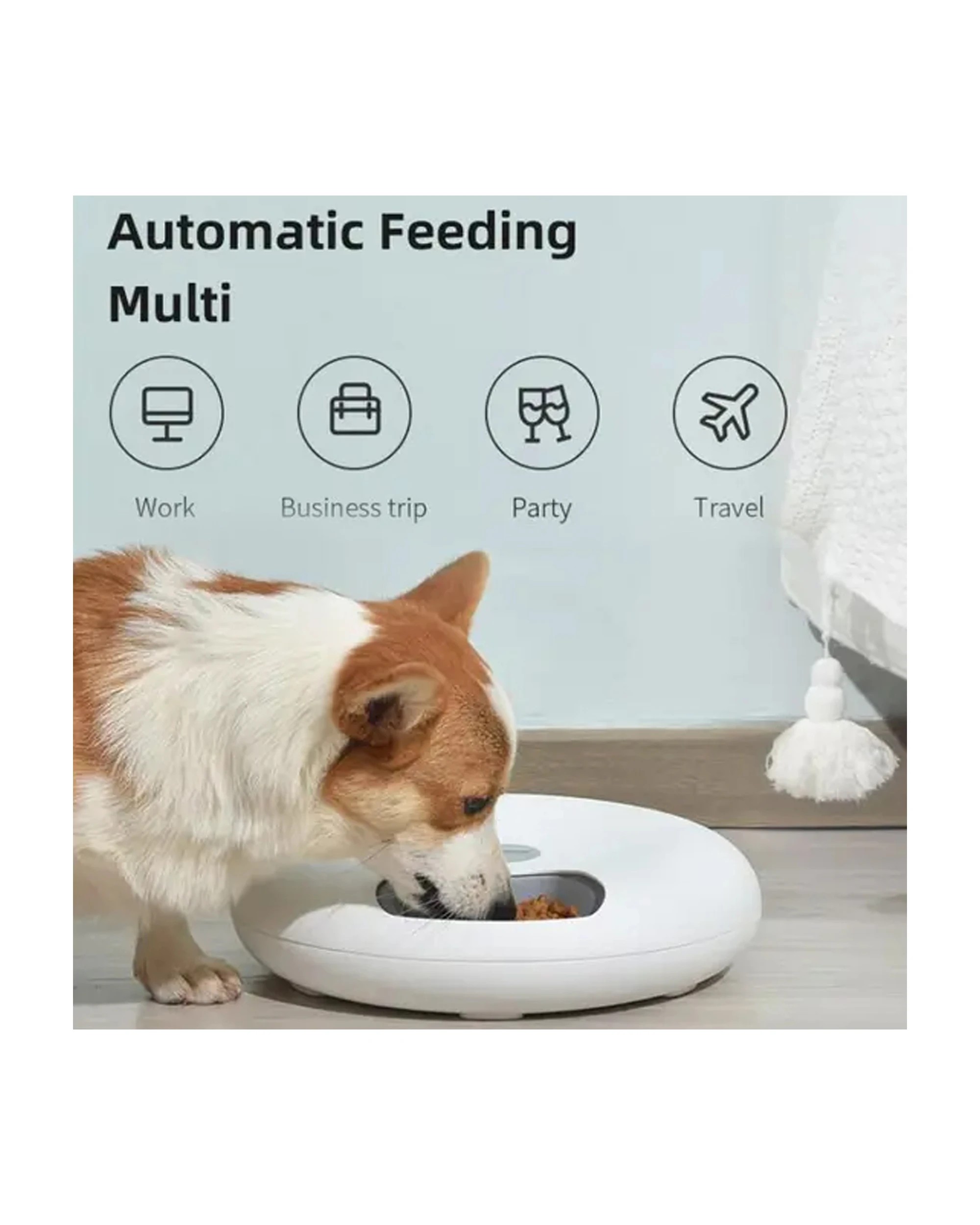 3 TODO Automatic Pet Feeder 180ml x6 Meal Digital Lcd Dog Cat Food Bowl Timer White, 3 of 8