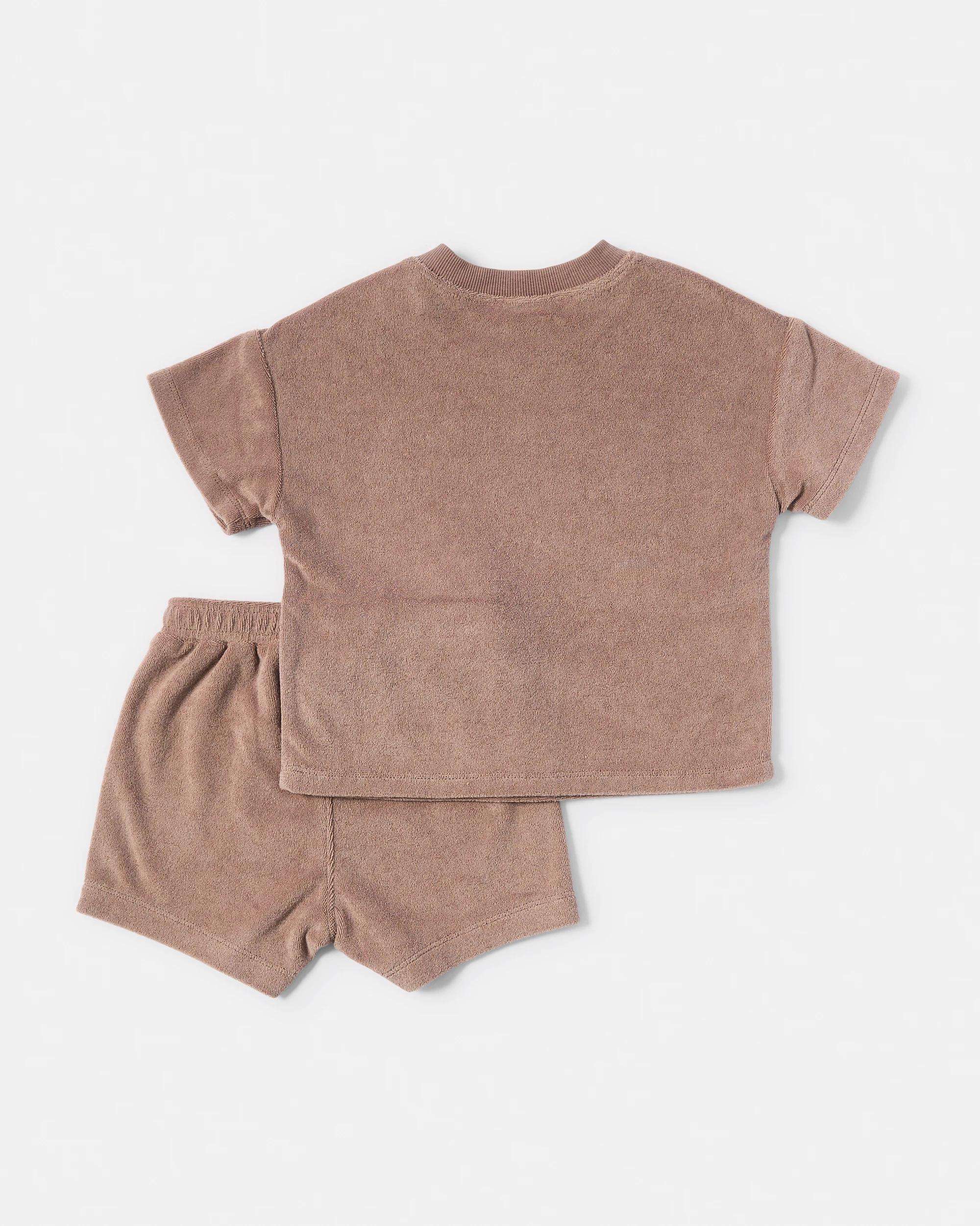 2 2 Piece Short Sleeve Terry Towel Set Brwn Slgn, 2 of 6