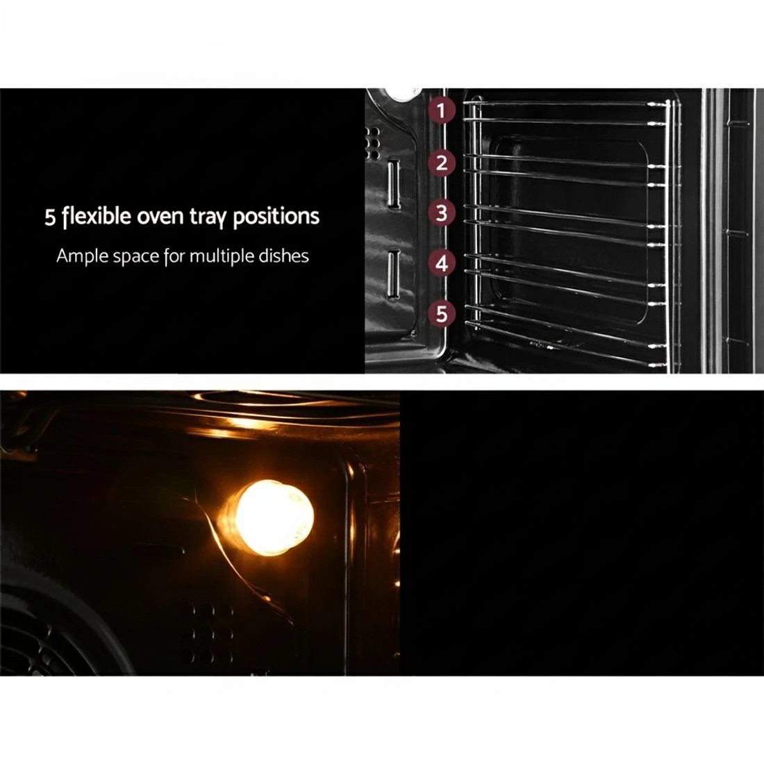 6 Devanti 60cm Electric Built In Wall Oven Stainless Steel - Black, 6 of 6