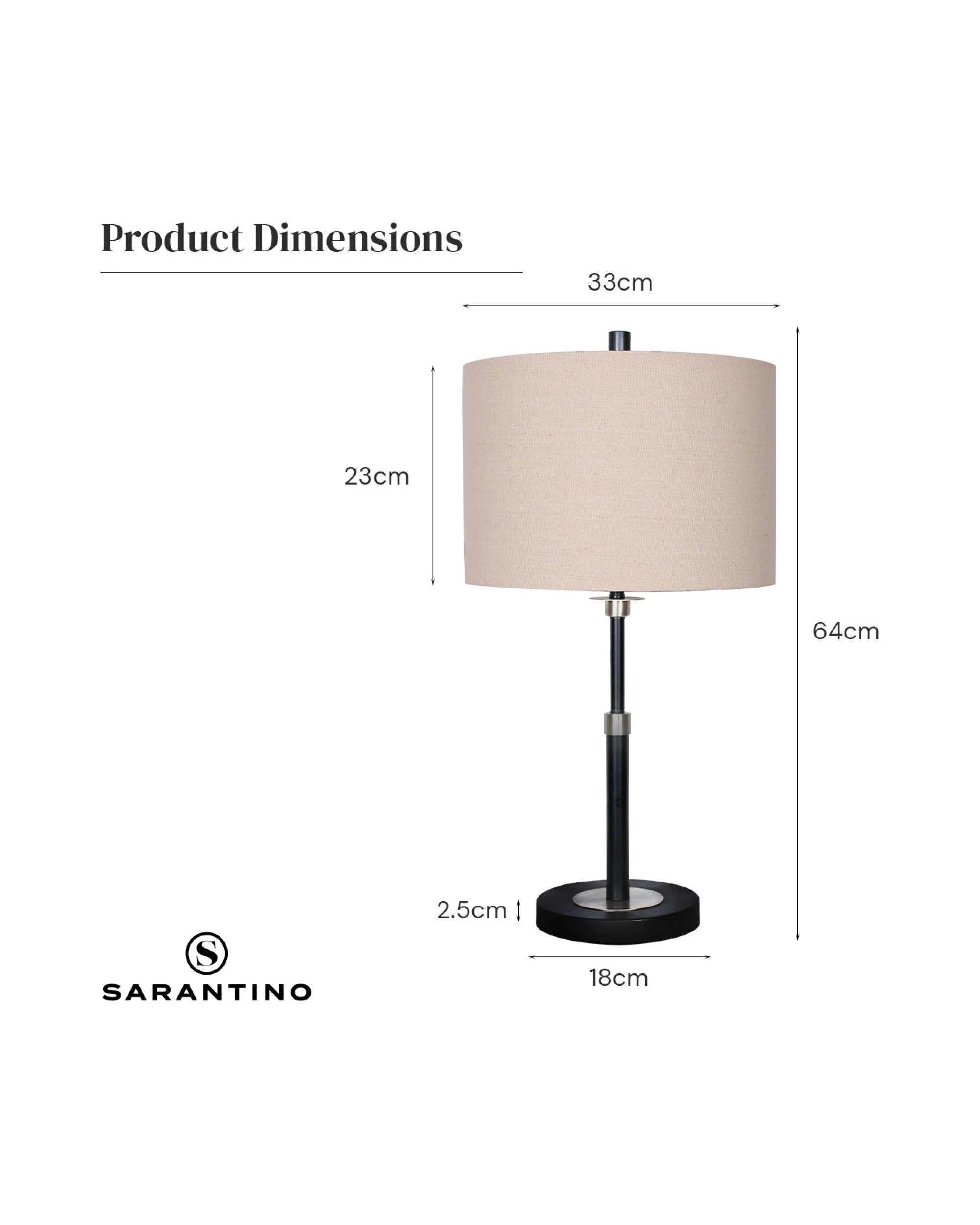 10 Sarantino Metal Table Lamp with Linen Drum Shade, 10 of 10