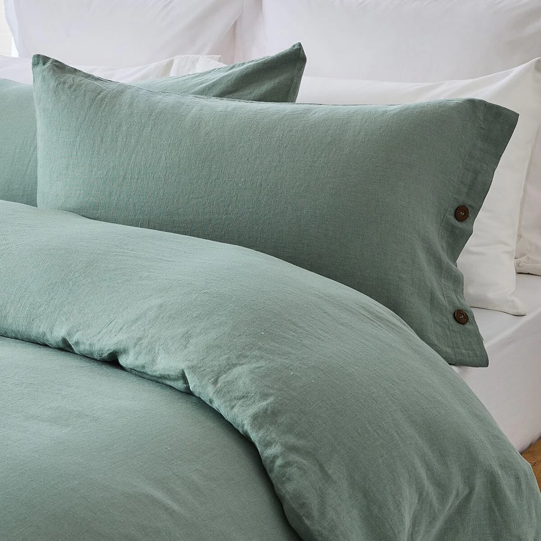 2 Kayden Linen Cotton Quilt Cover Set - Super King Bed, Sage, 2 of 7