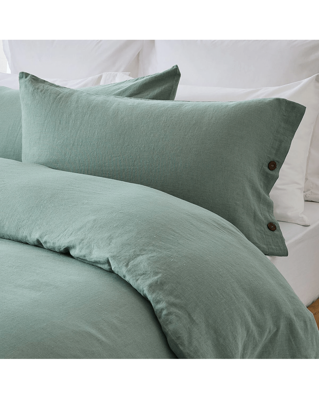 2 Kayden Linen Cotton Quilt Cover Set - Super King Bed, Sage, 2 of 7