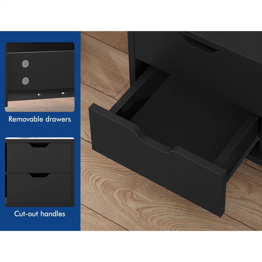 5 Alfordson Entertainment Unit 120cm TV Cabinet Stand Storage Drawer - Black, 5 of 10