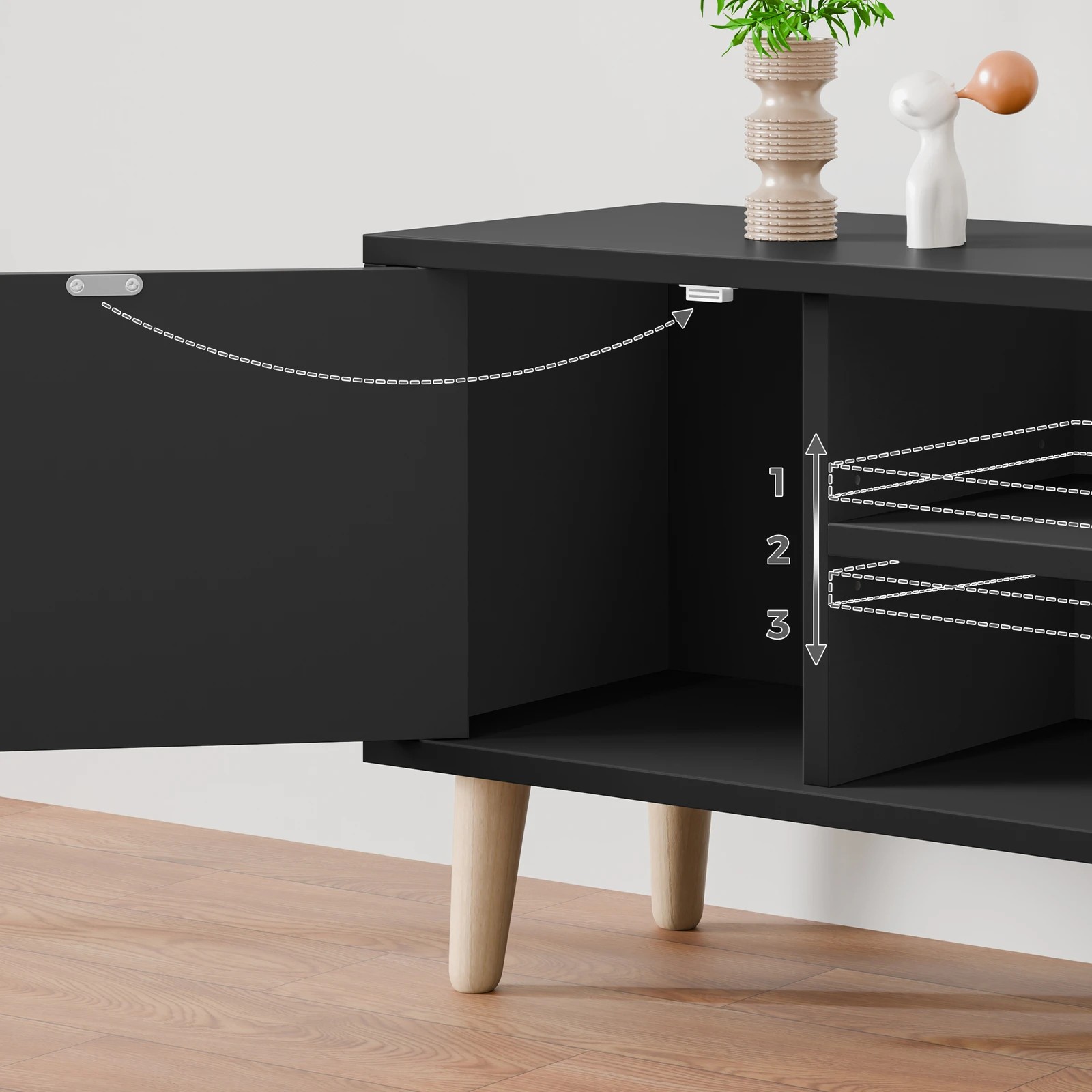 5 Alfordson Entertainment Unit 120cm TV Cabinet Stand Storage Drawer - Black, 5 of 10