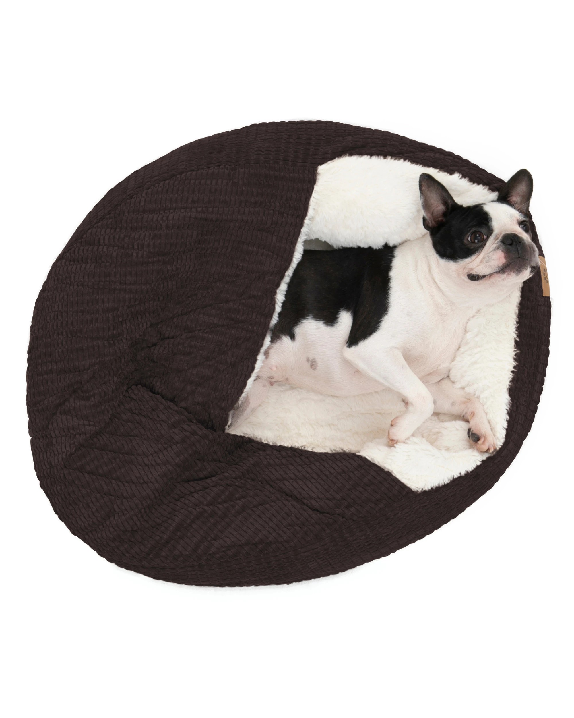 3 Charlie's Snookie Hooded Calming Dog Bed Small - Latte, 3 of 9