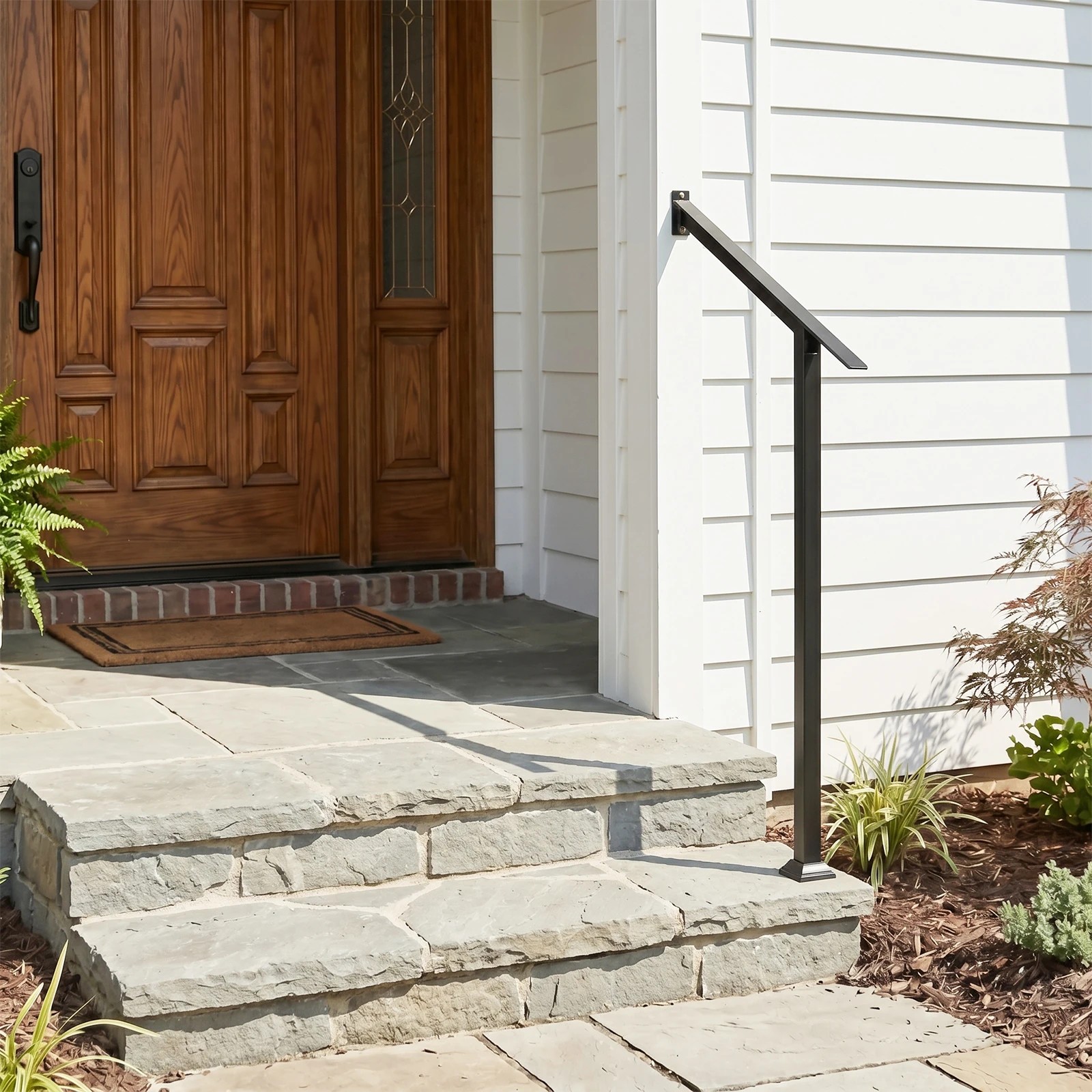 4 Costway 1 Pack Galvanized Steel Handrails 2 Step Stair Railing Kit, 4 of 7