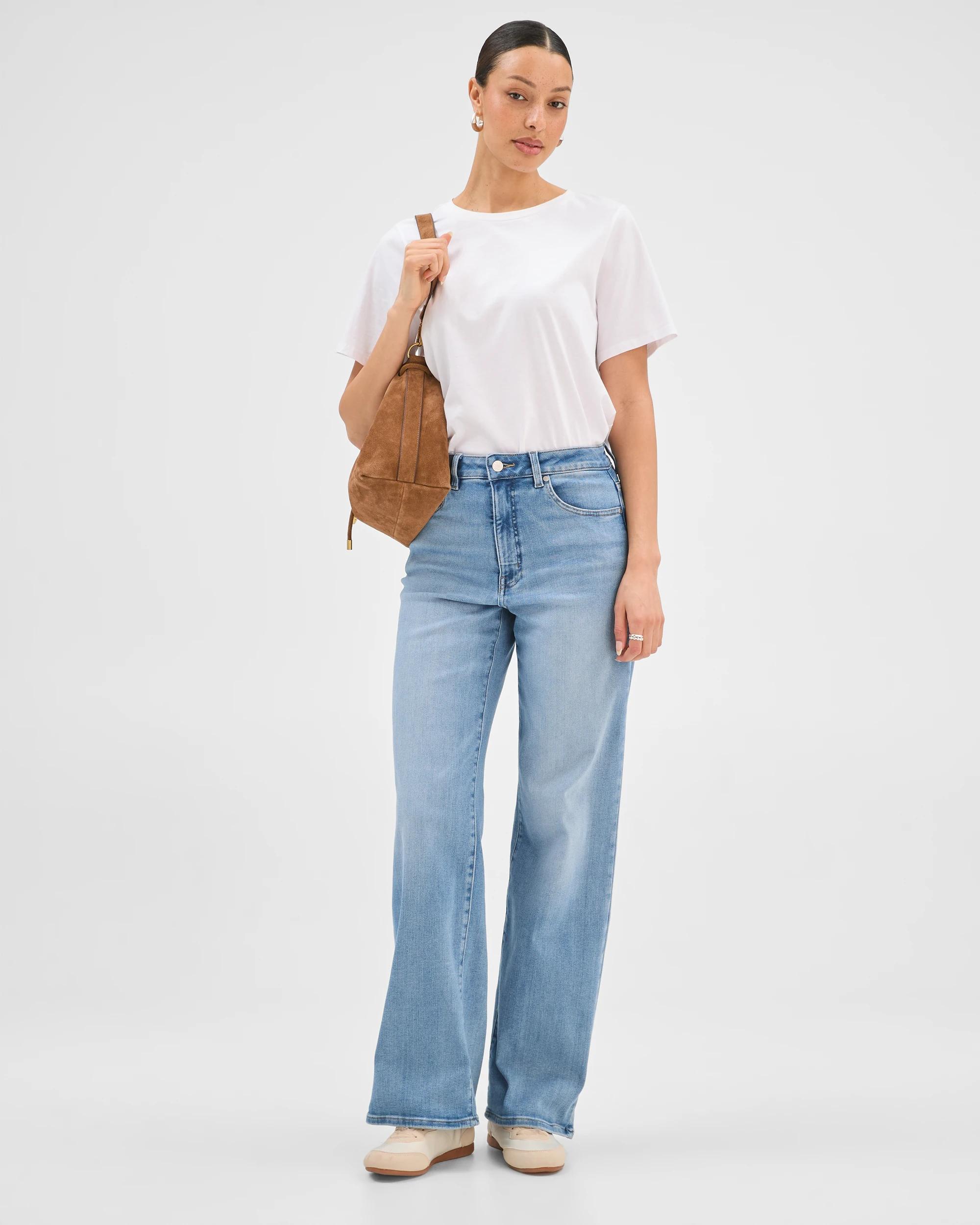 1 Target Denim Shape Your Body Wide Leg Denim Jeans MID WASH, 1 of 7