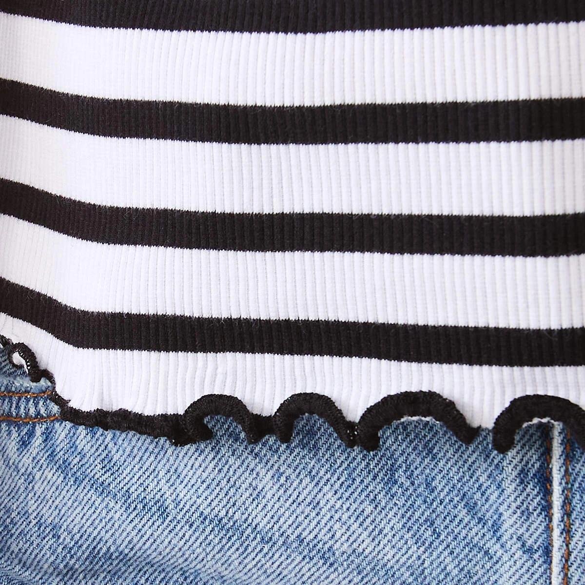 6 Ruched V-Neck Top Blk Stripe, 6 of 10