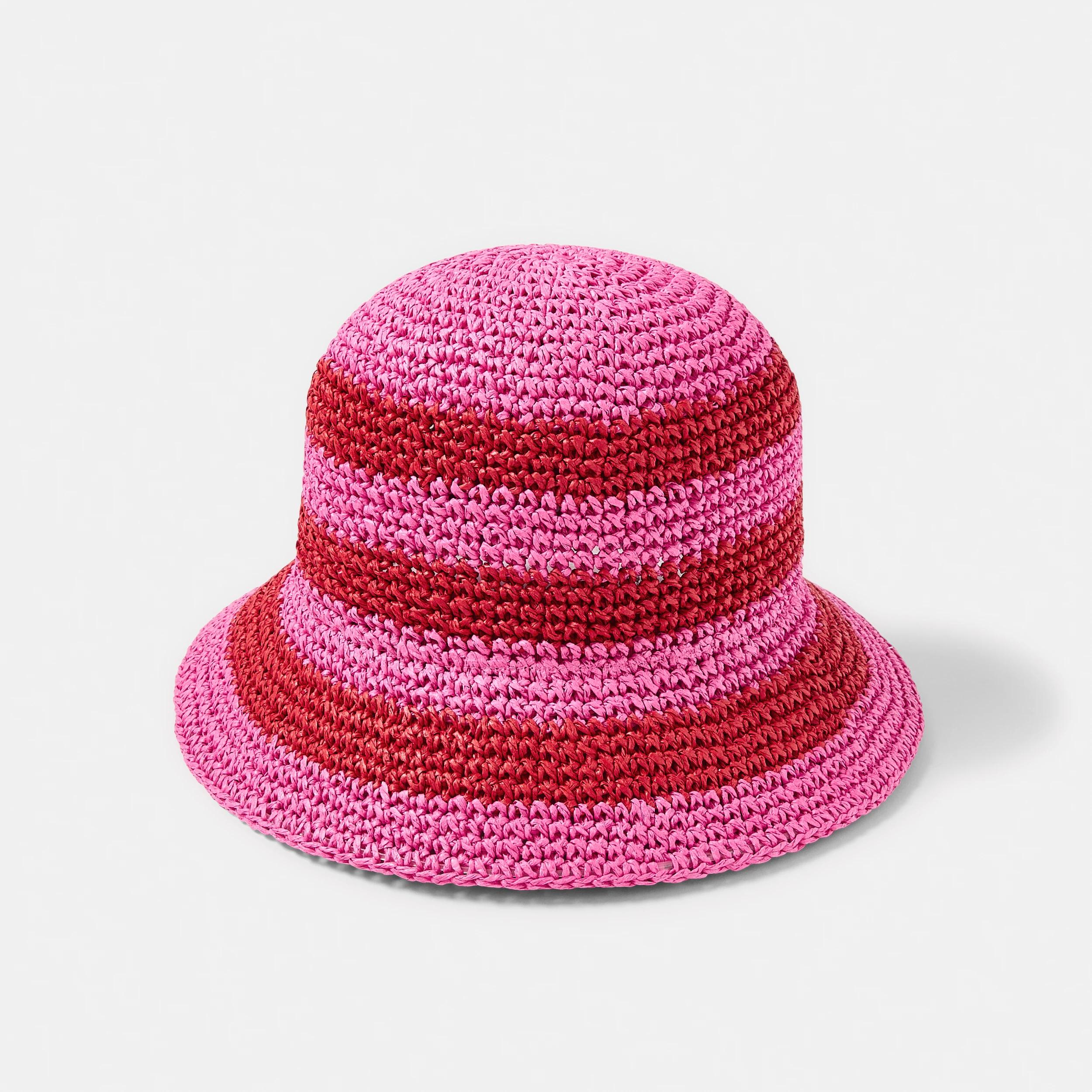 1 Crochet Bucket Hat Pink Strp, 1 of 2